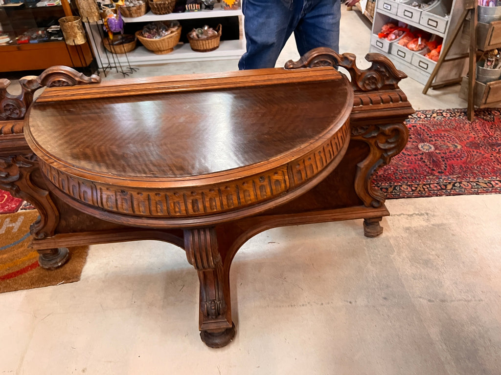 Antique Solid Wood Hall Table Foyer Entryway Half Round