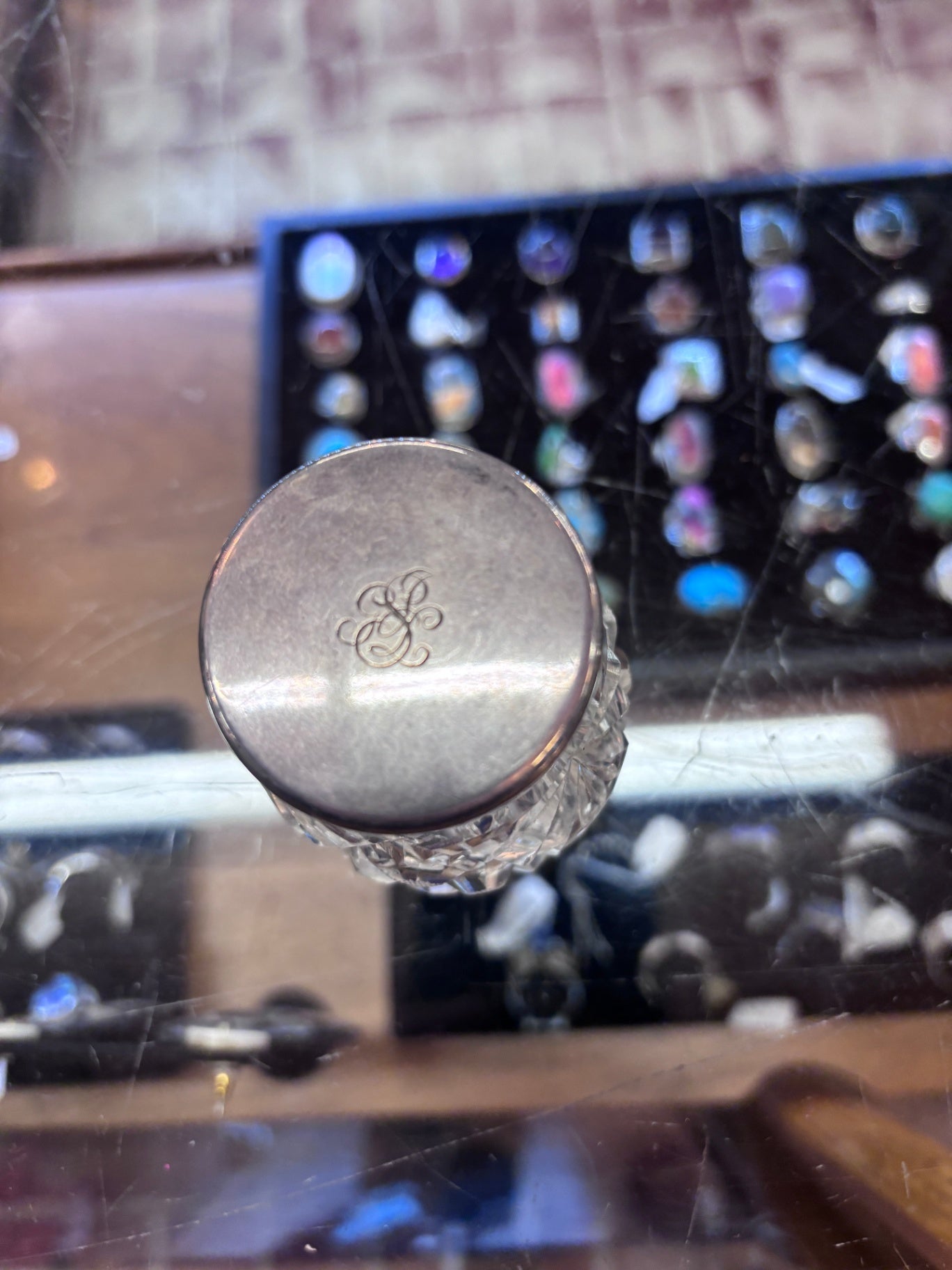 Sterling Lid Crystal Dressing Jar