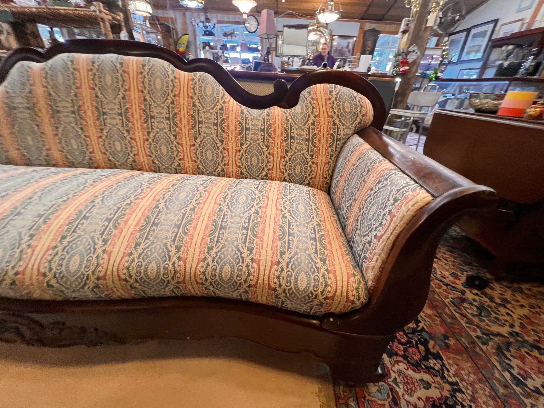 Late 19th-Century American Victorian Upholstered Sofa – Eastlake Influence