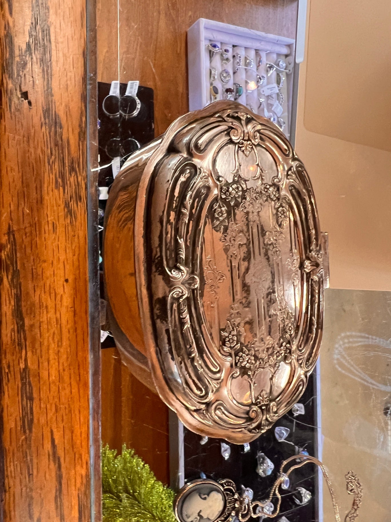 Antique Derby Silver Co Quadruple Plate Biscuit Jar, Art Nouveau Floral Repoussé, c.1900
