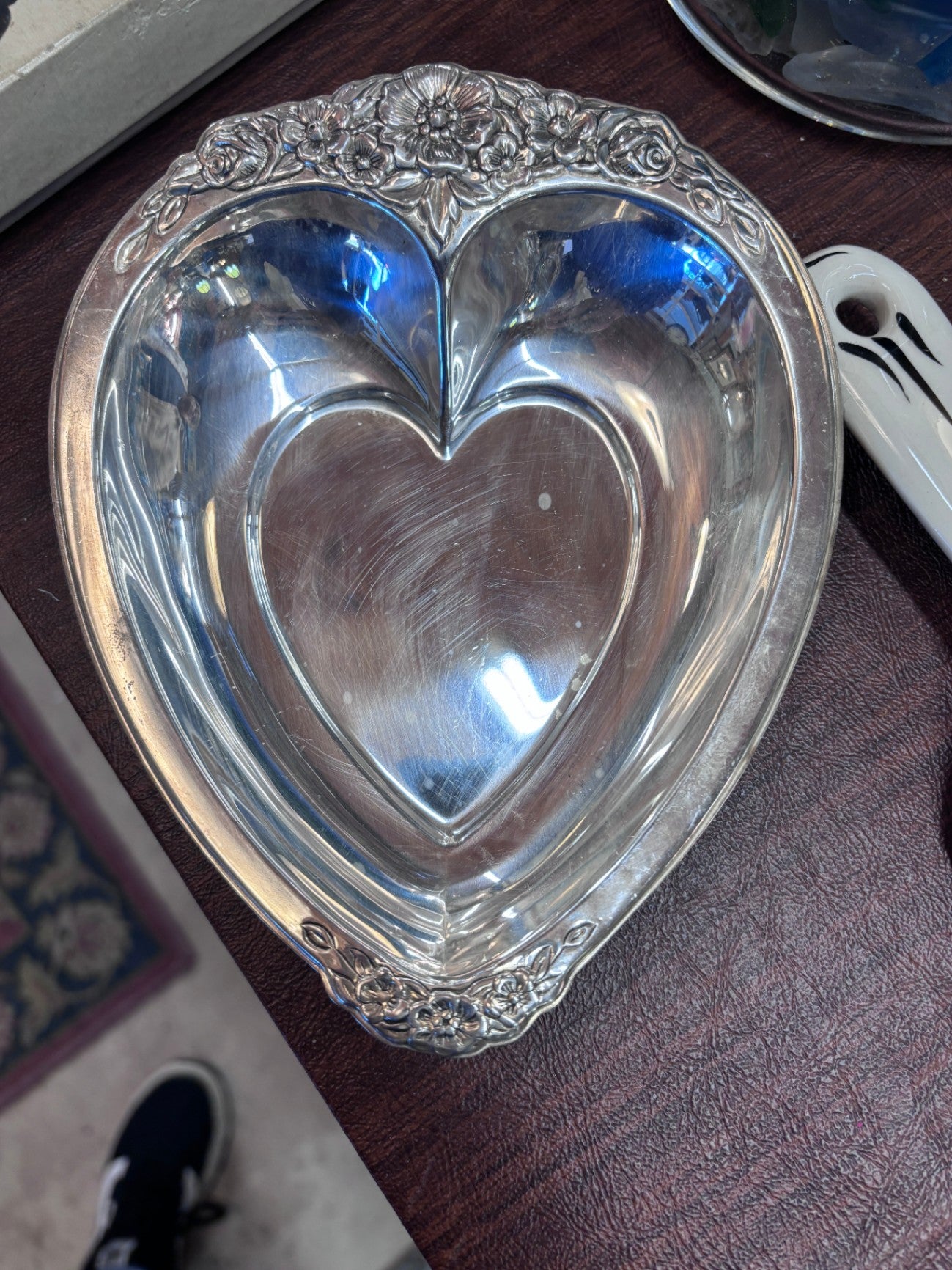 Silverplate Heart Shaped Trinket Bowl