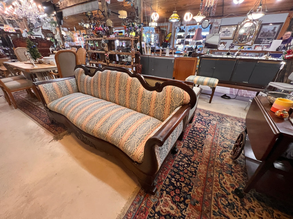 Late 19th-Century American Victorian Upholstered Sofa – Eastlake Influence