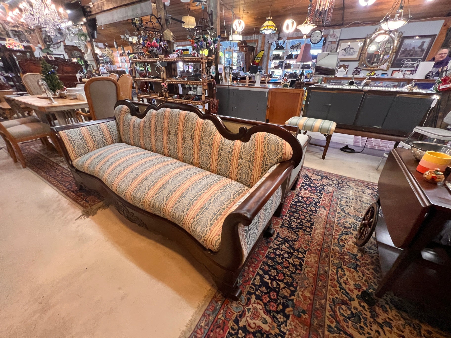 Late 19th-Century American Victorian Upholstered Sofa – Eastlake Influence