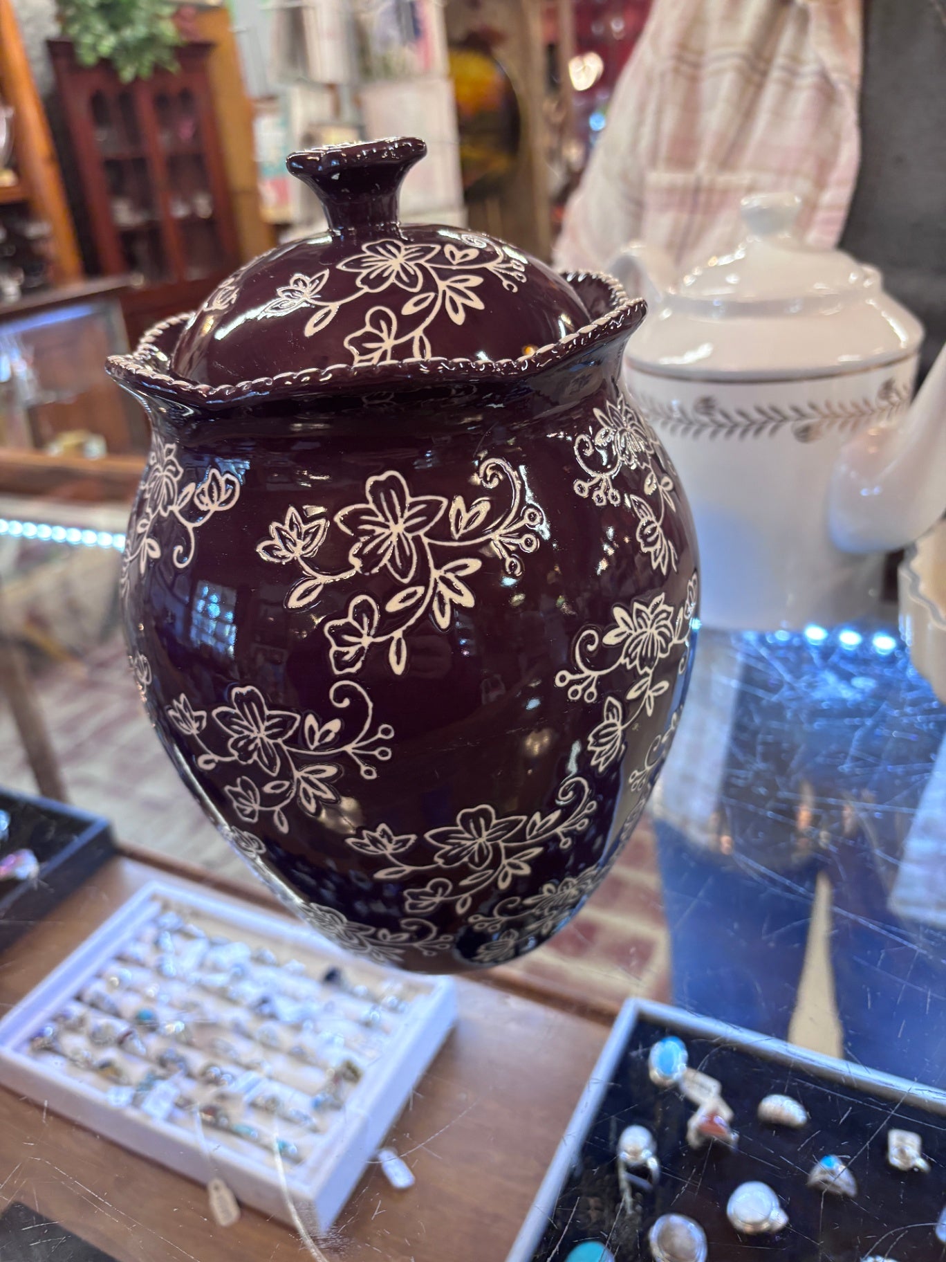 Temp-Tations by Tara Floral Lace Chocolate Brown ceramic