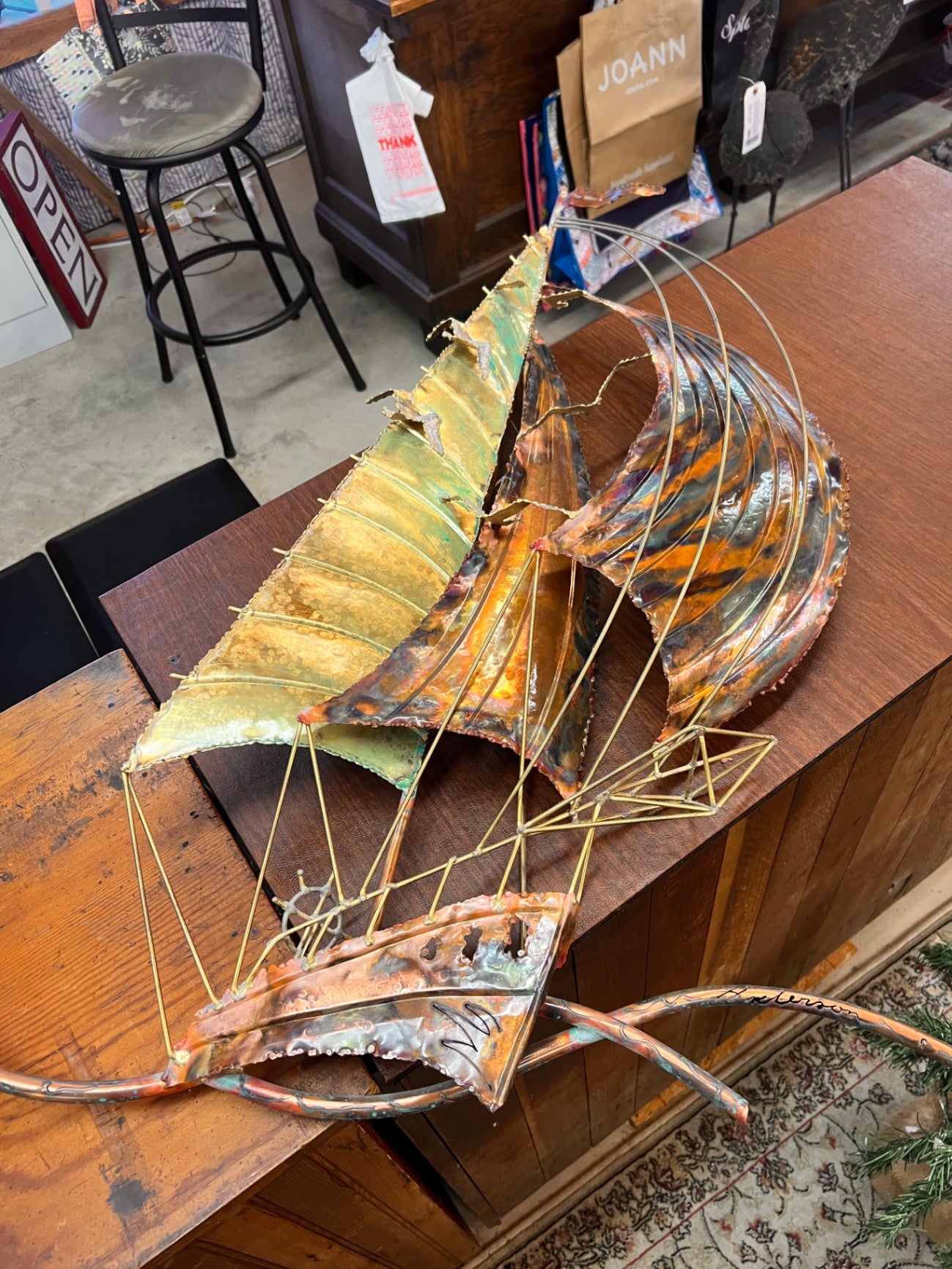 Large 3-D Sailboat Wall Art 40" Tall