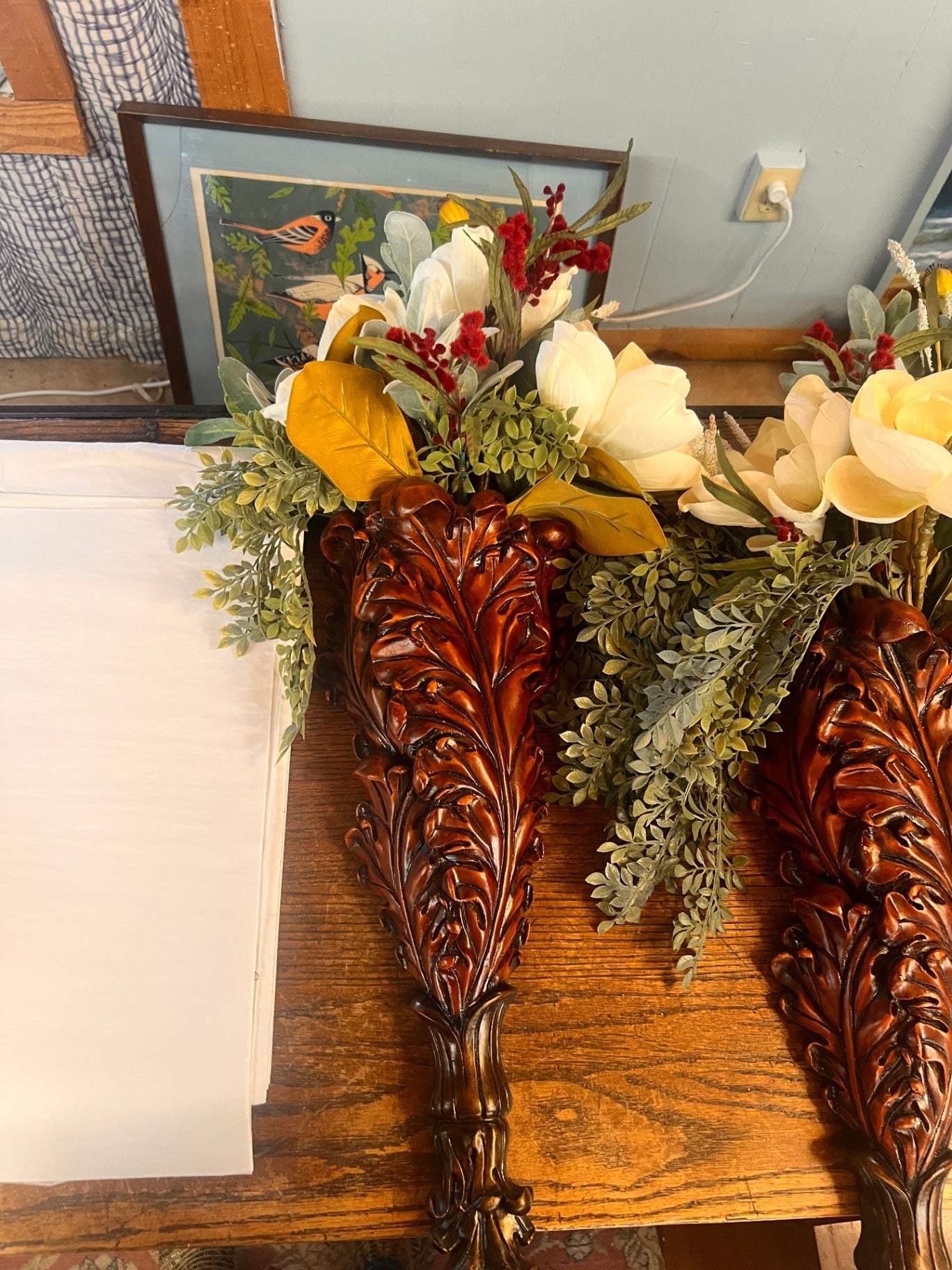Pair Of Ornate Floral Wall Sconces