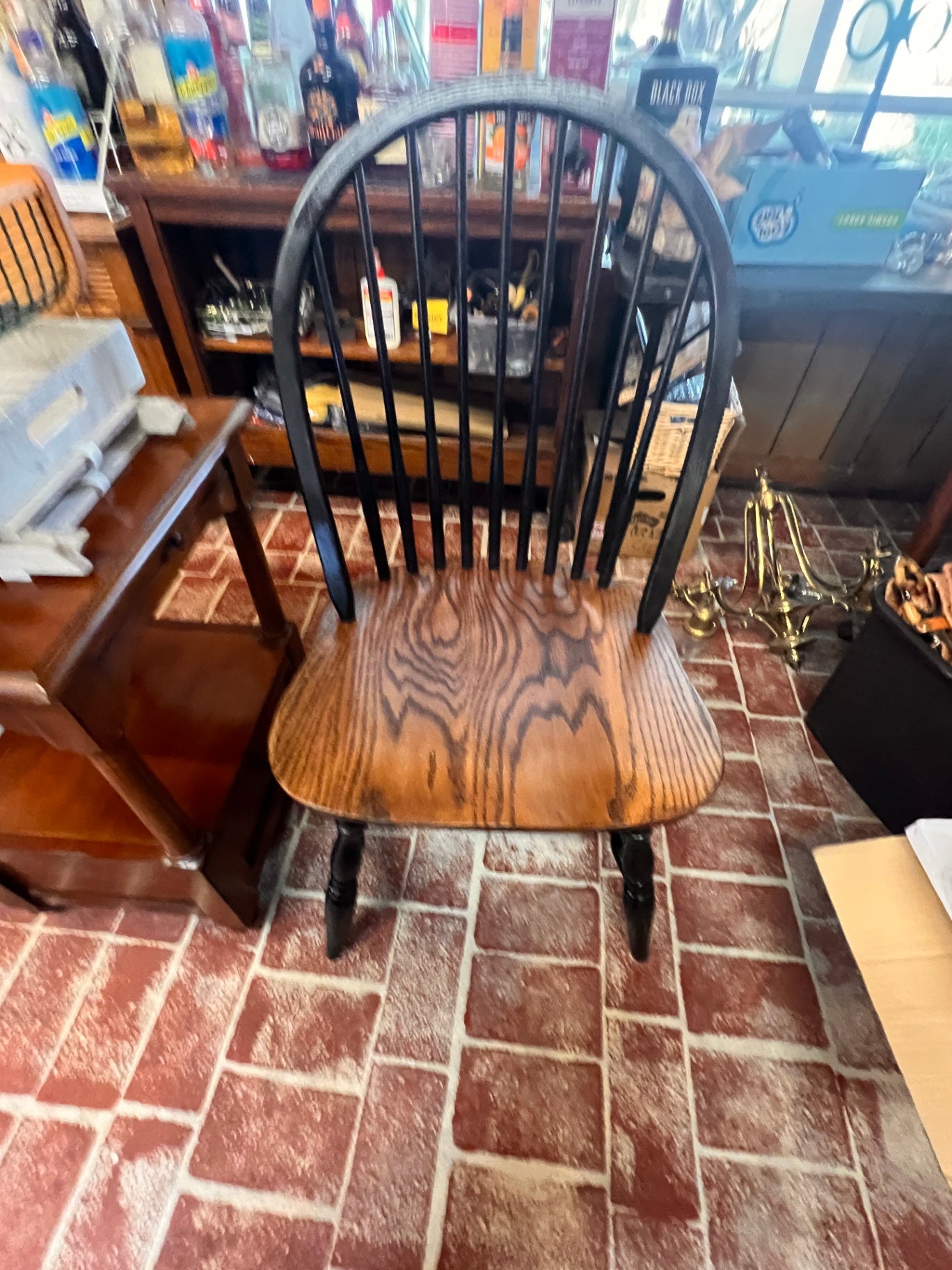 Late 20th Century Distressed Black Windsor Side Chair