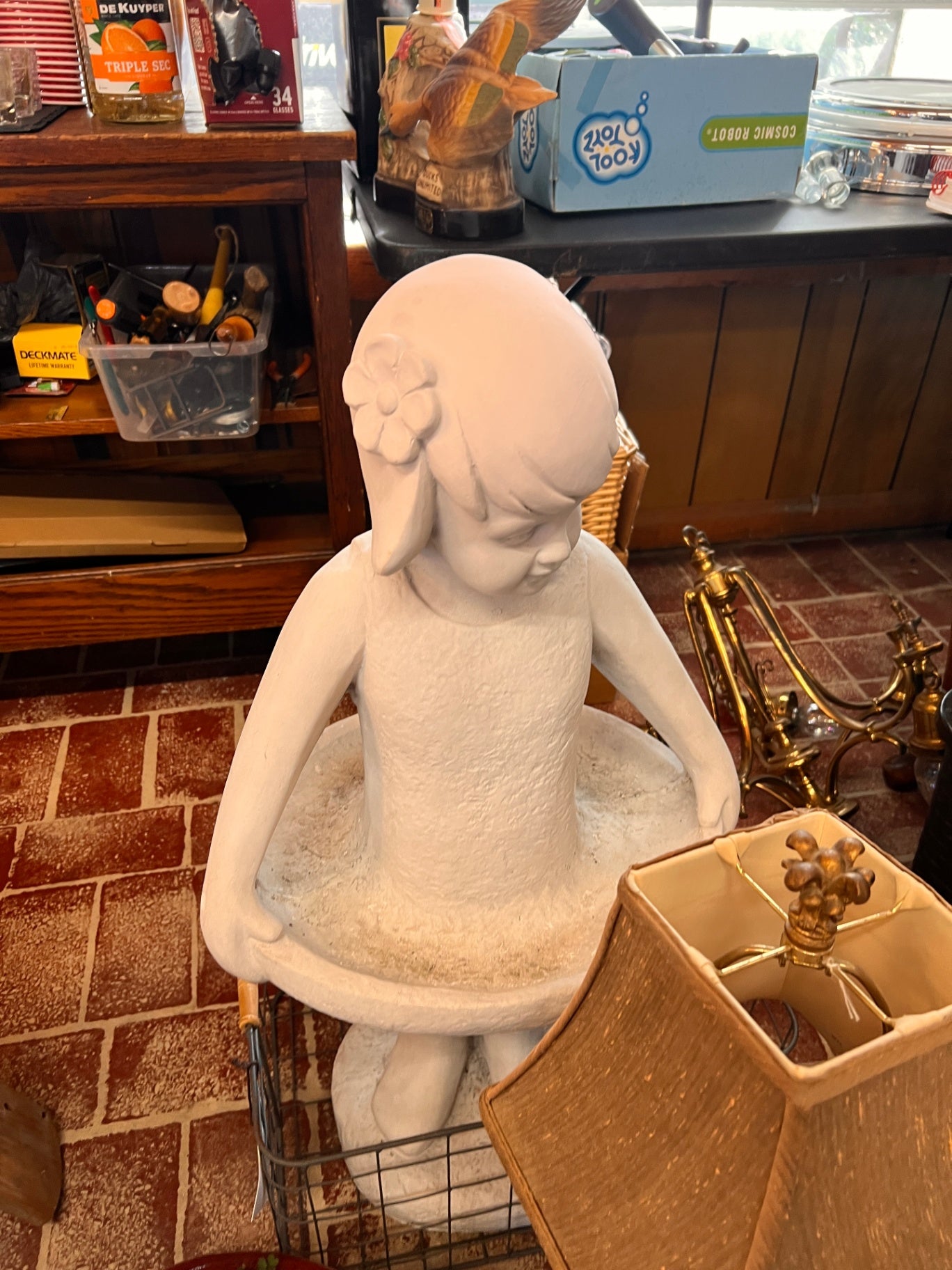Little Girl Plaster Bird Bath