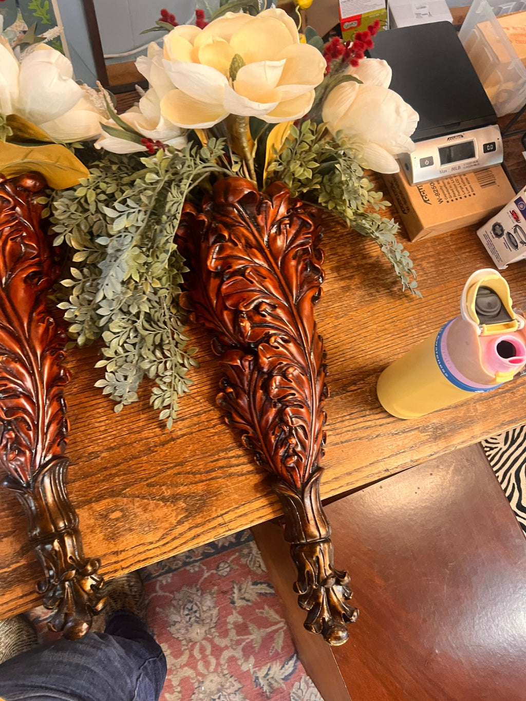 Pair Of Ornate Floral Wall Sconces