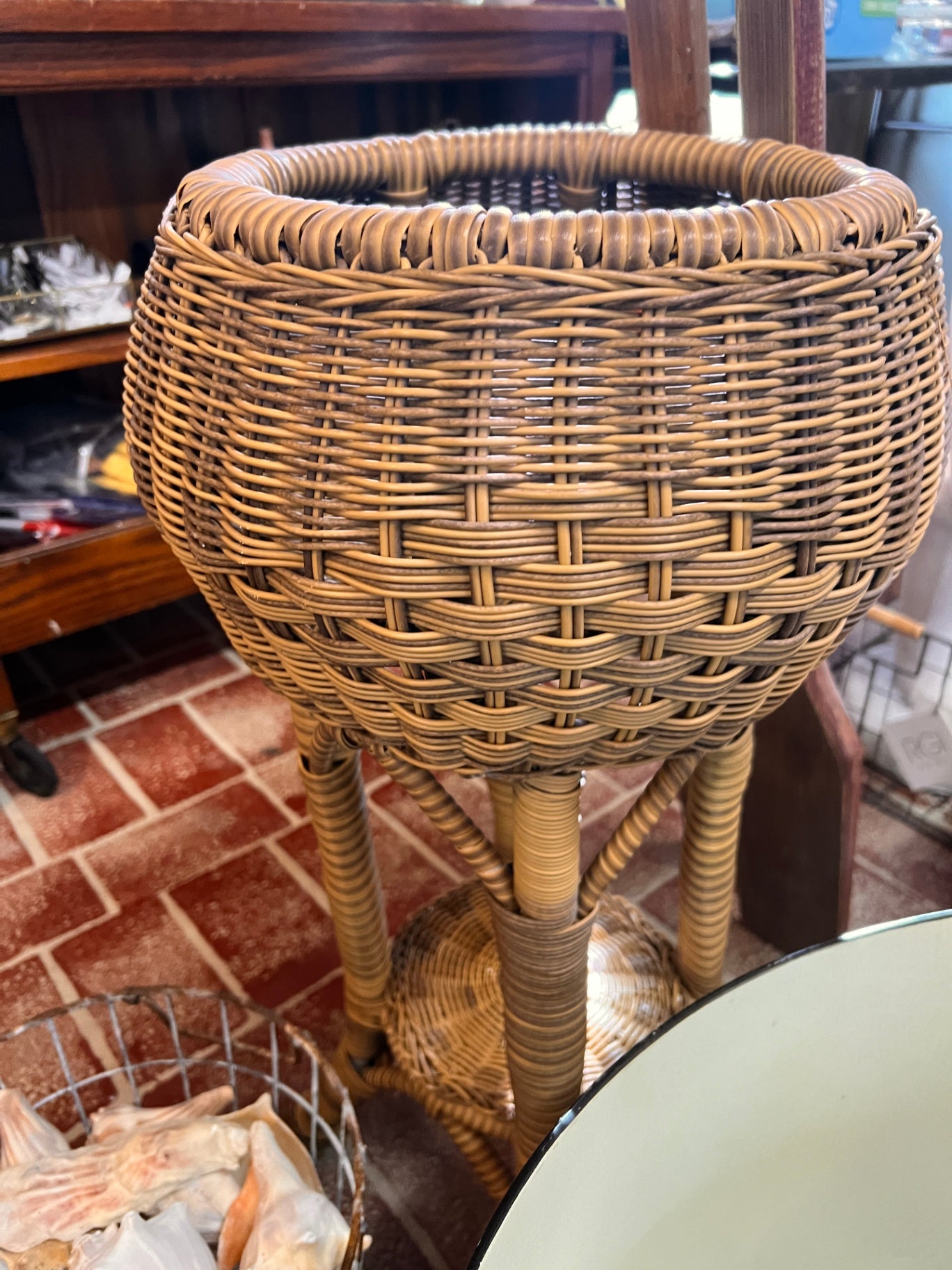 Vintage Wicker Plant Stand 🪴