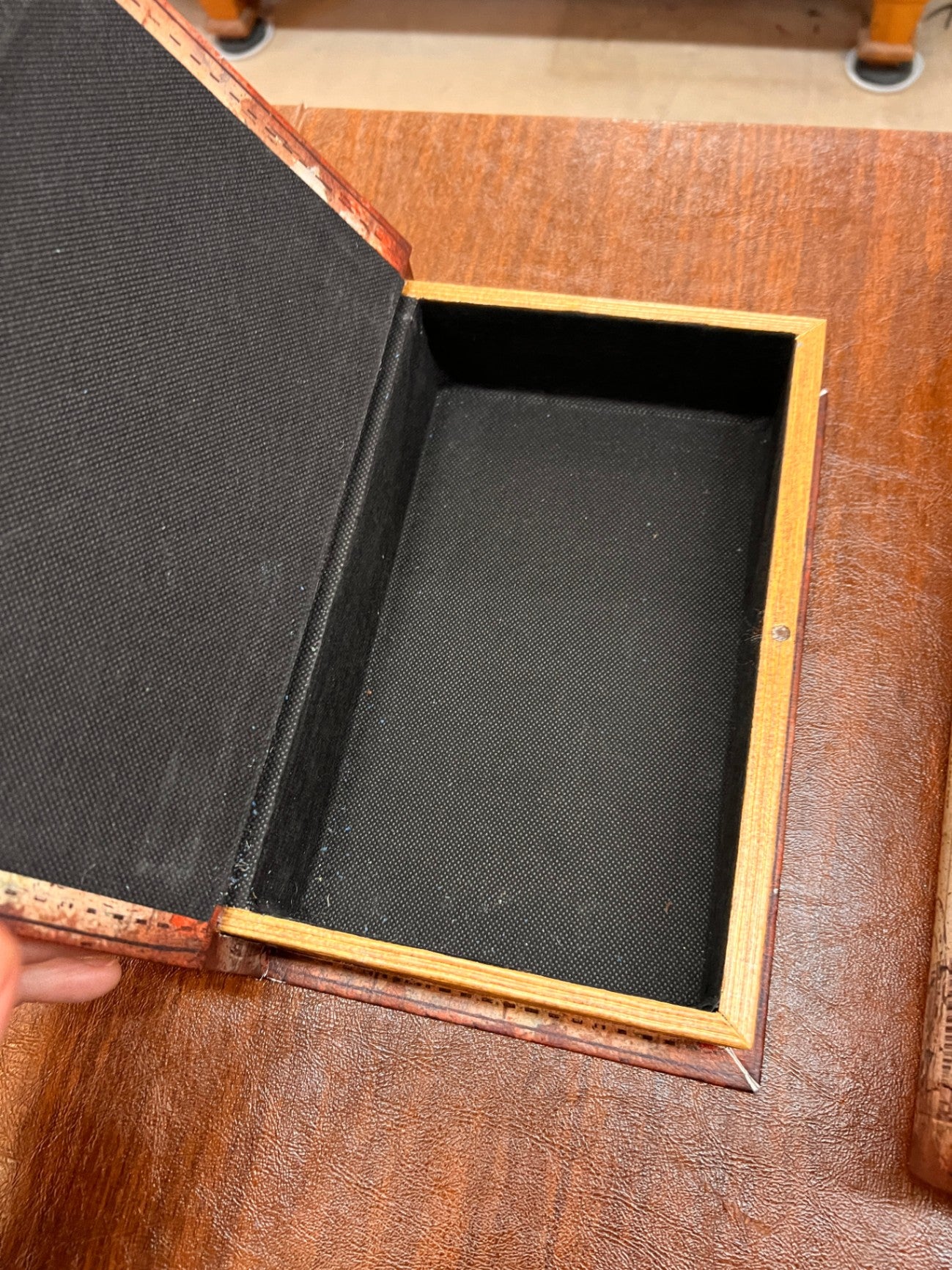 Small Eiffel Tower Vintage Hidden Invisible Secret Storage Heavy Bookends Bookshelves Support End Magnetic Cover Stash Designed Wood Flux Leather