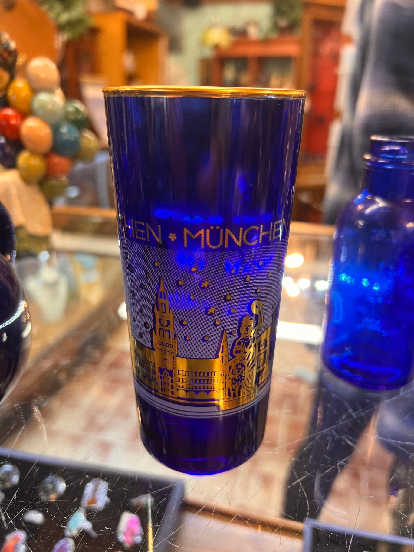 Cobalt Blue Souvenir Glass Tumbler – München (Munich), Germany