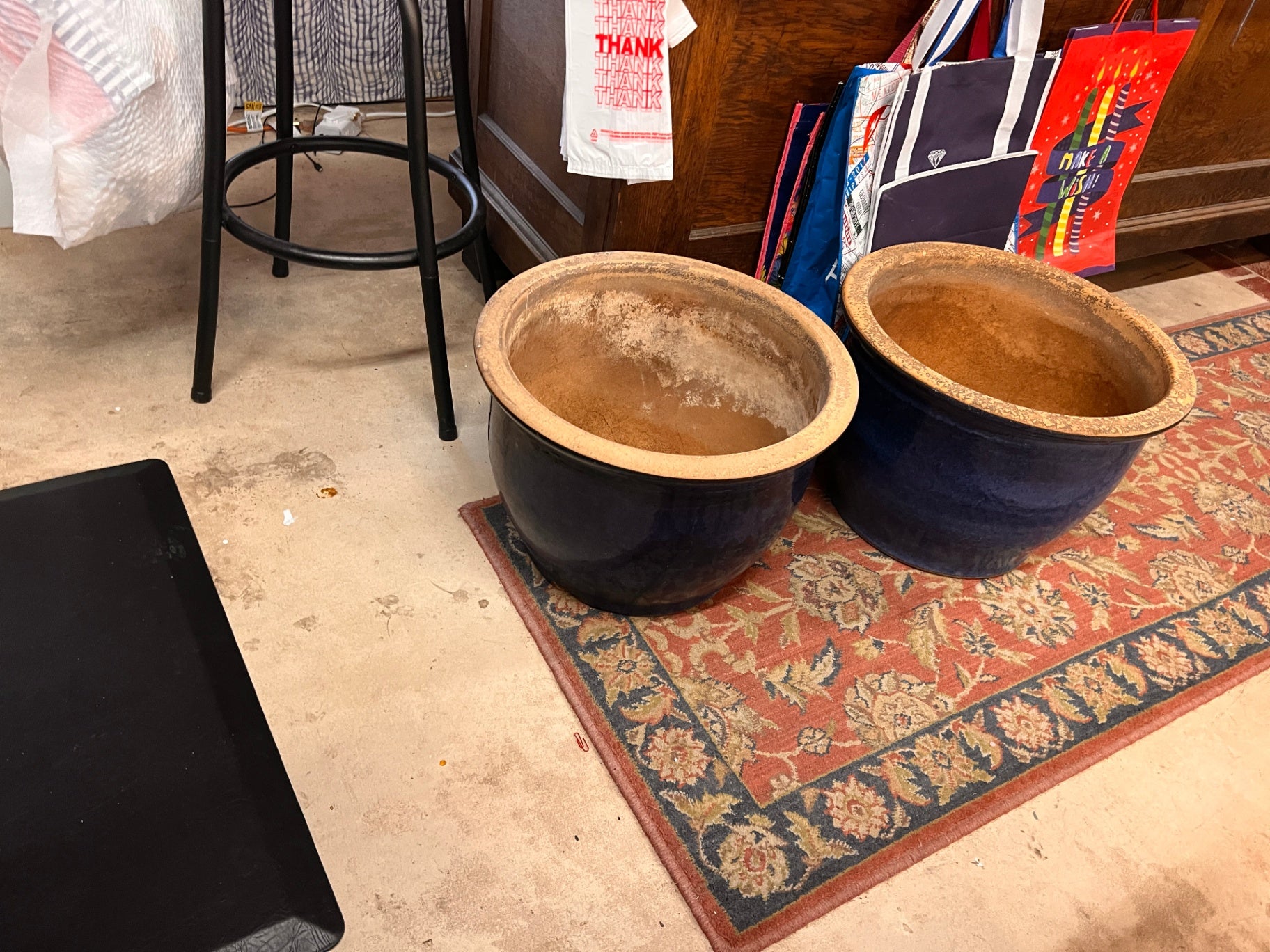 Extra Large Blue Glazed Terra Cotta Planter