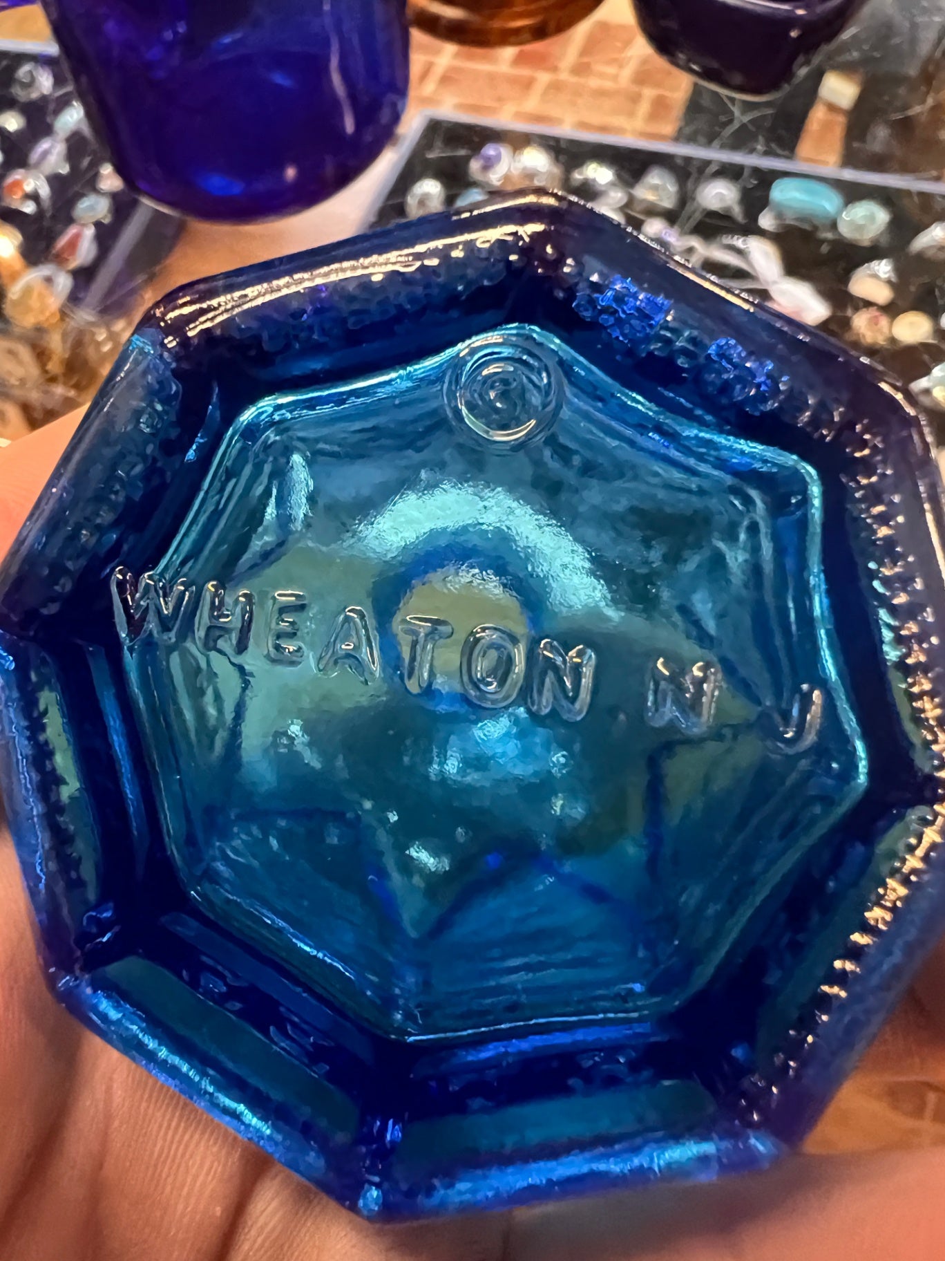 Wheaton Glass Cathedral Bottle – Teal Blue Gothic Architectural Decanter, Wheaton NJ