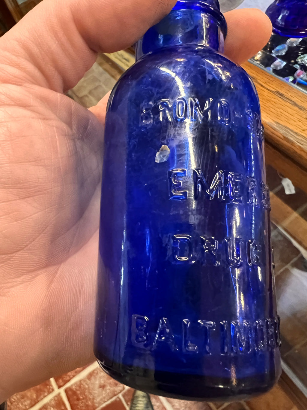 Antique Cobalt Blue Embossed Medicine Bottle – Baltimore, Maryland