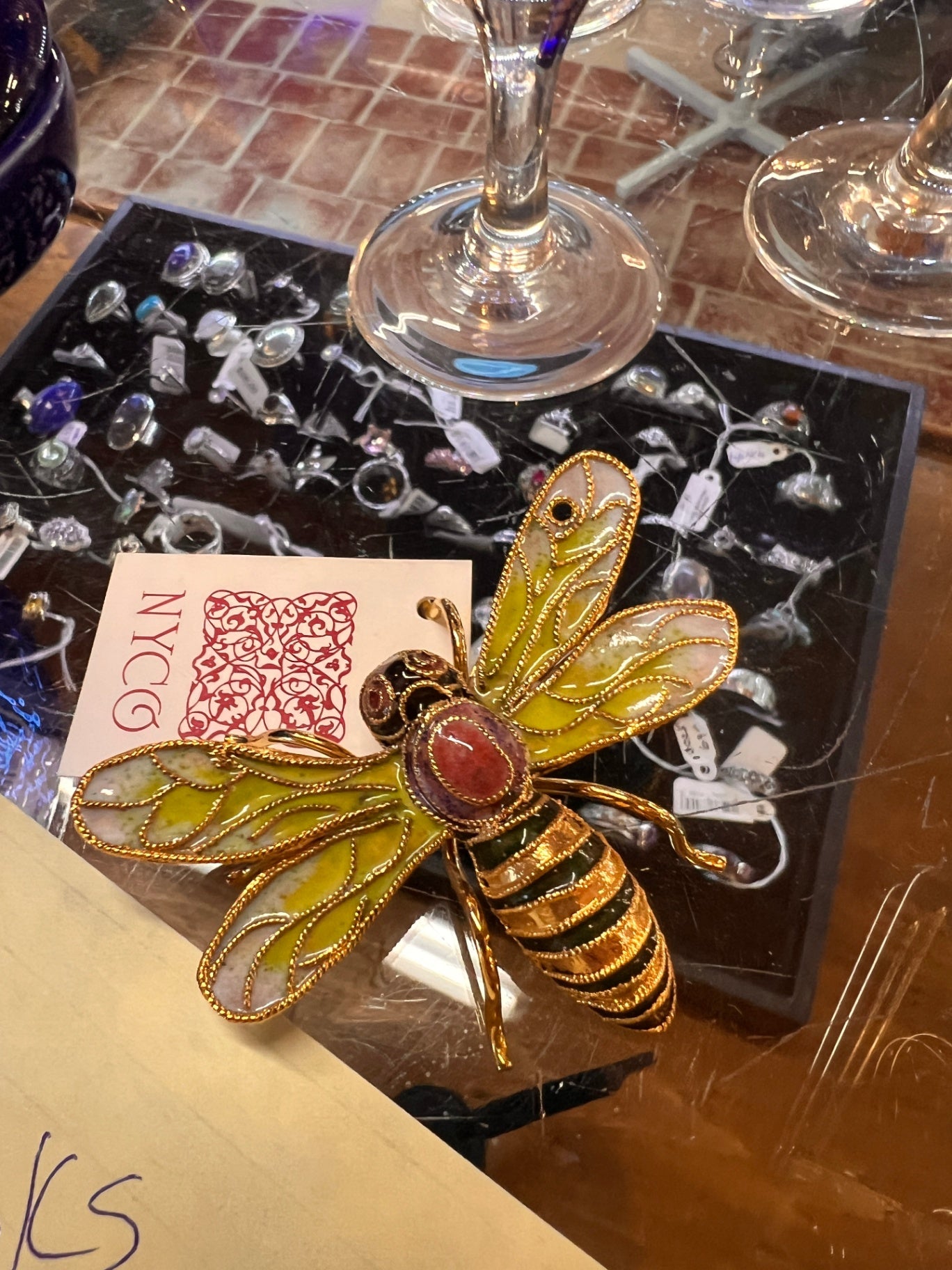 Cloisonne Bee Brooch Pin NYCO Enamel