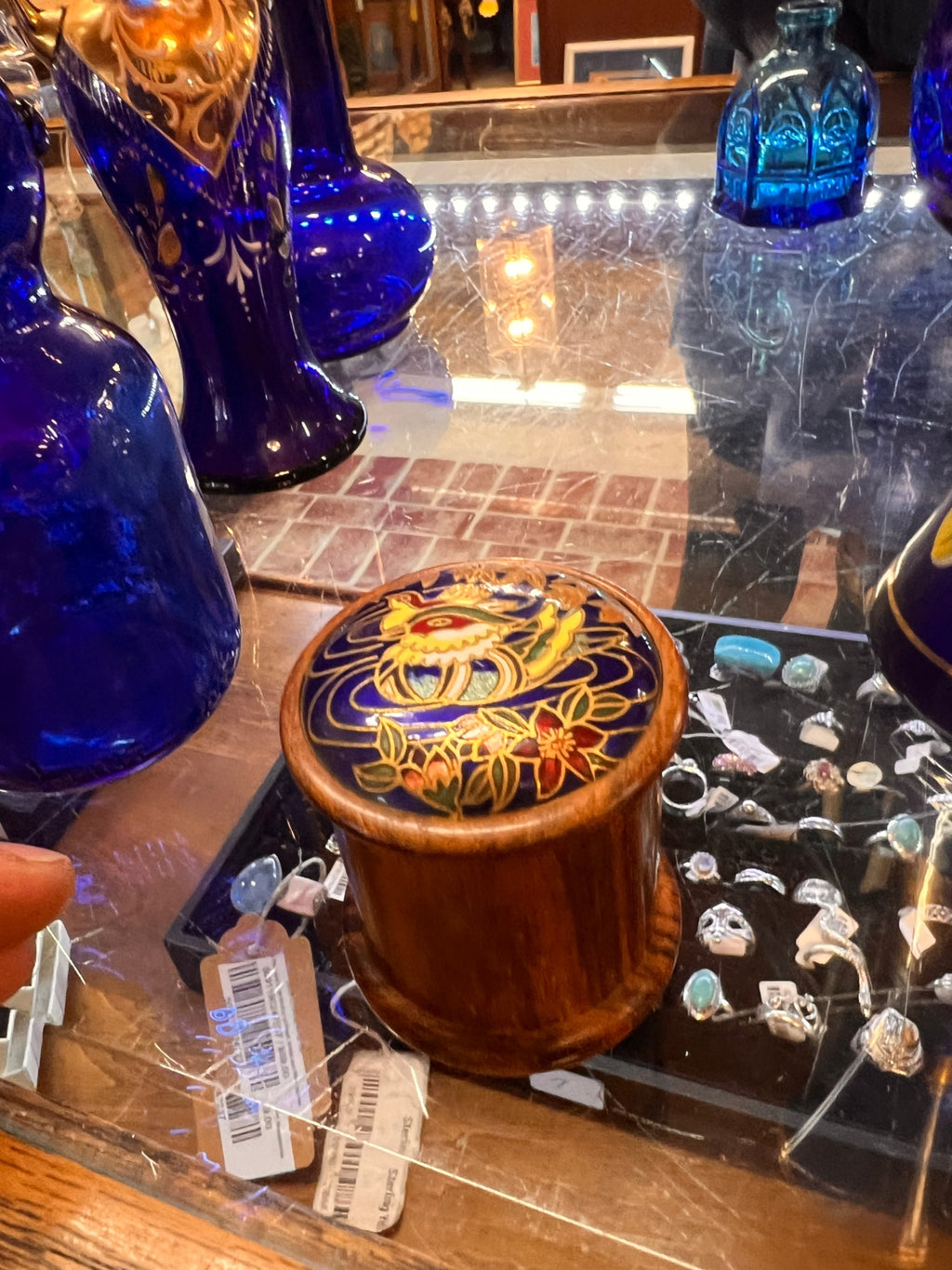 Vintage Italian Hand-Painted Wooden Trinket Box by Guido – Floral & Bird Motif