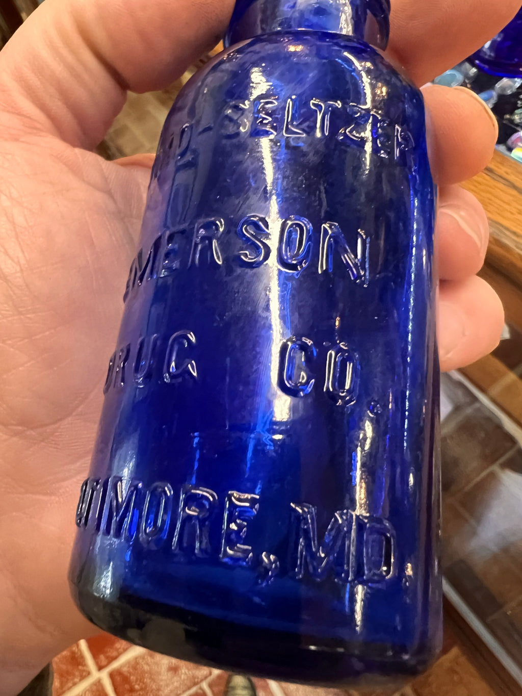 Antique Cobalt Blue Embossed Medicine Bottle – Baltimore, Maryland