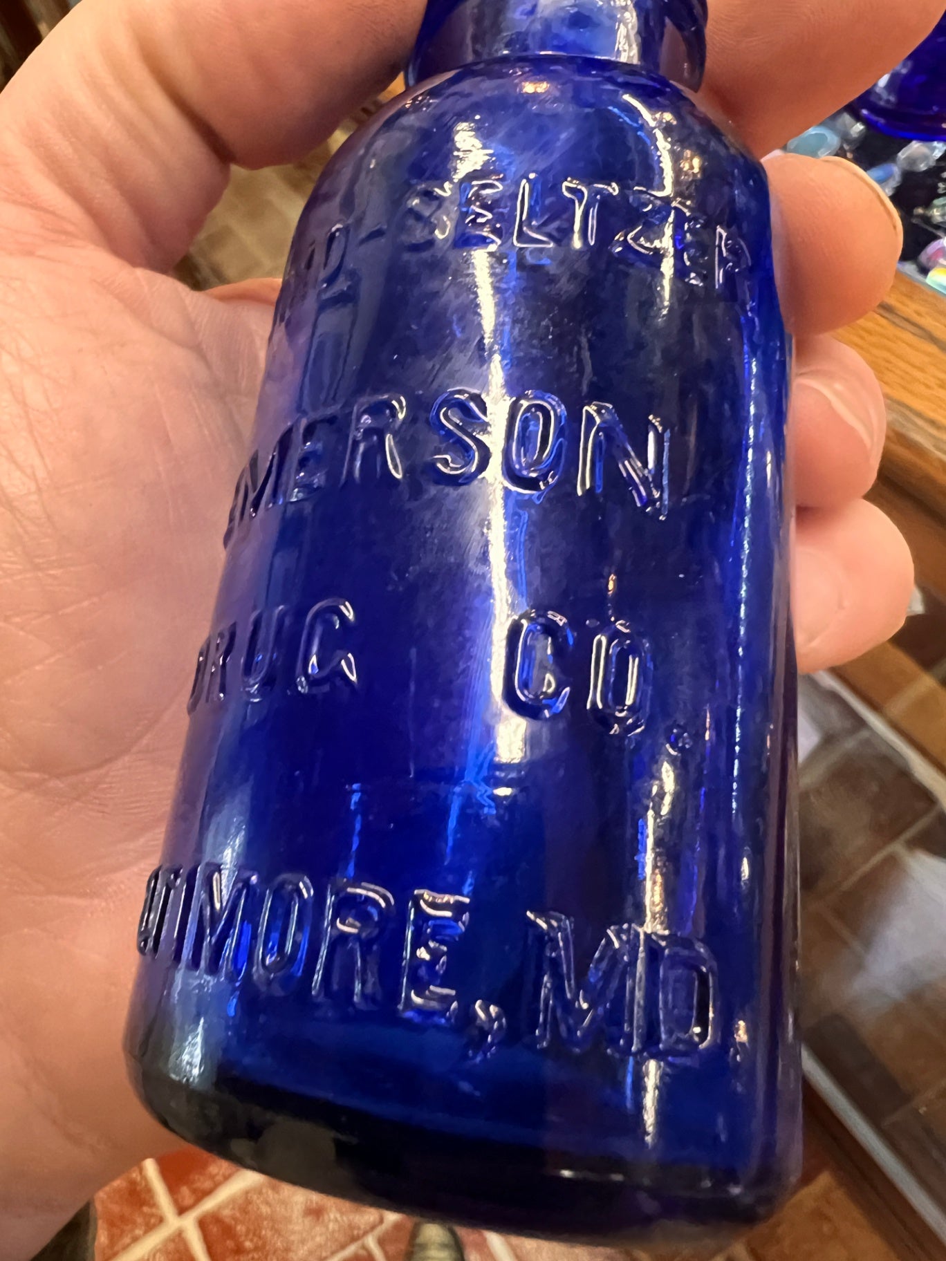 Antique Cobalt Blue Embossed Medicine Bottle – Baltimore, Maryland