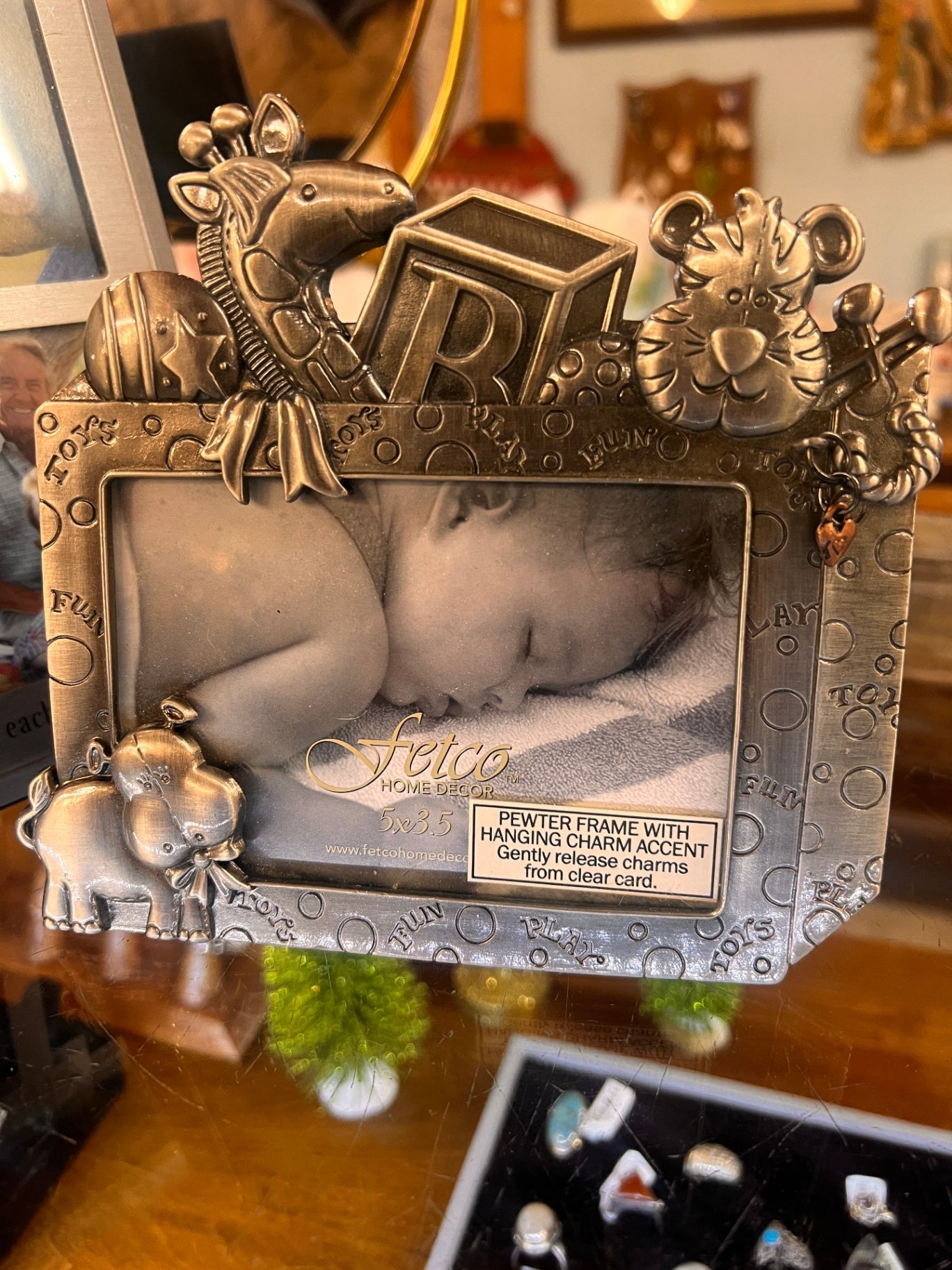 Fetco Home Decor Pewter Baby Photo Frame with Charm Size