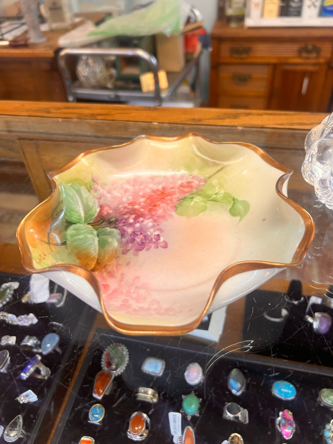 1930s Ginori hand-painted porcelain bowl