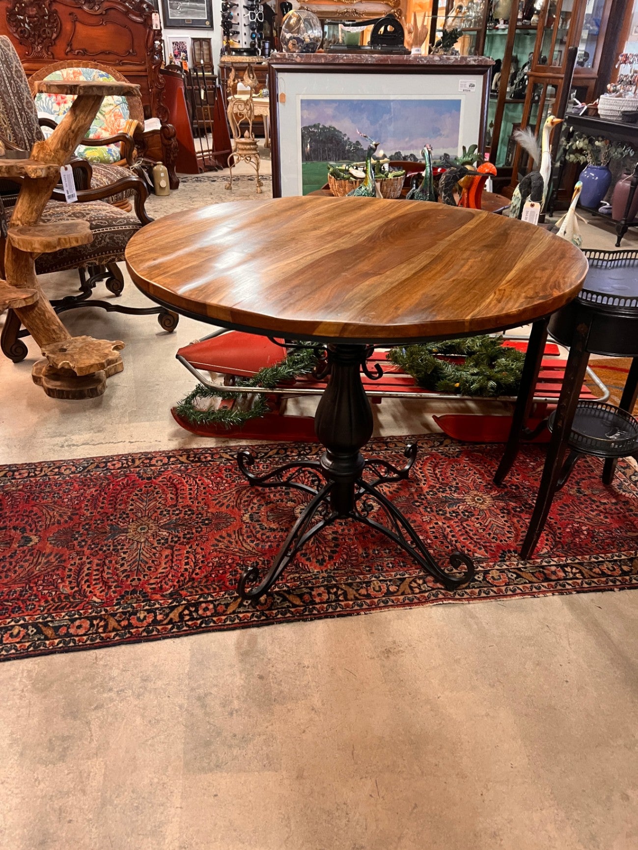 Wood Top Bistro Table With Metal Base