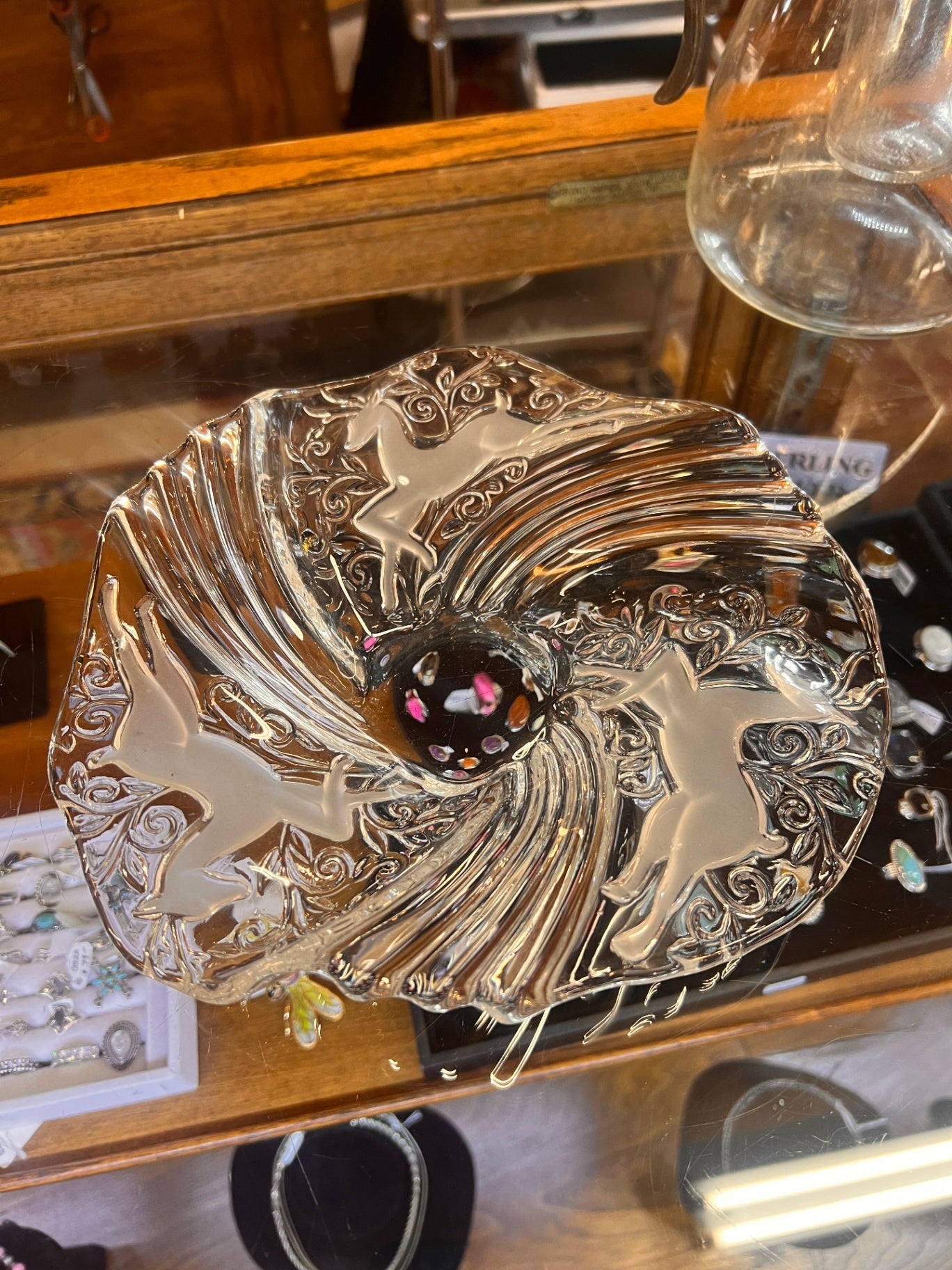 Mikasa crystal reindeer bon bon dish