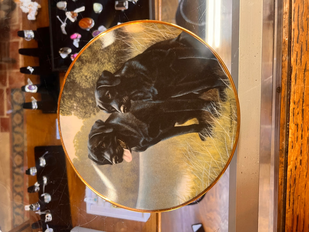Nigel Hemming Sporting Companions limited edition fine porcelain plate featuring black Labrador Retrievers.