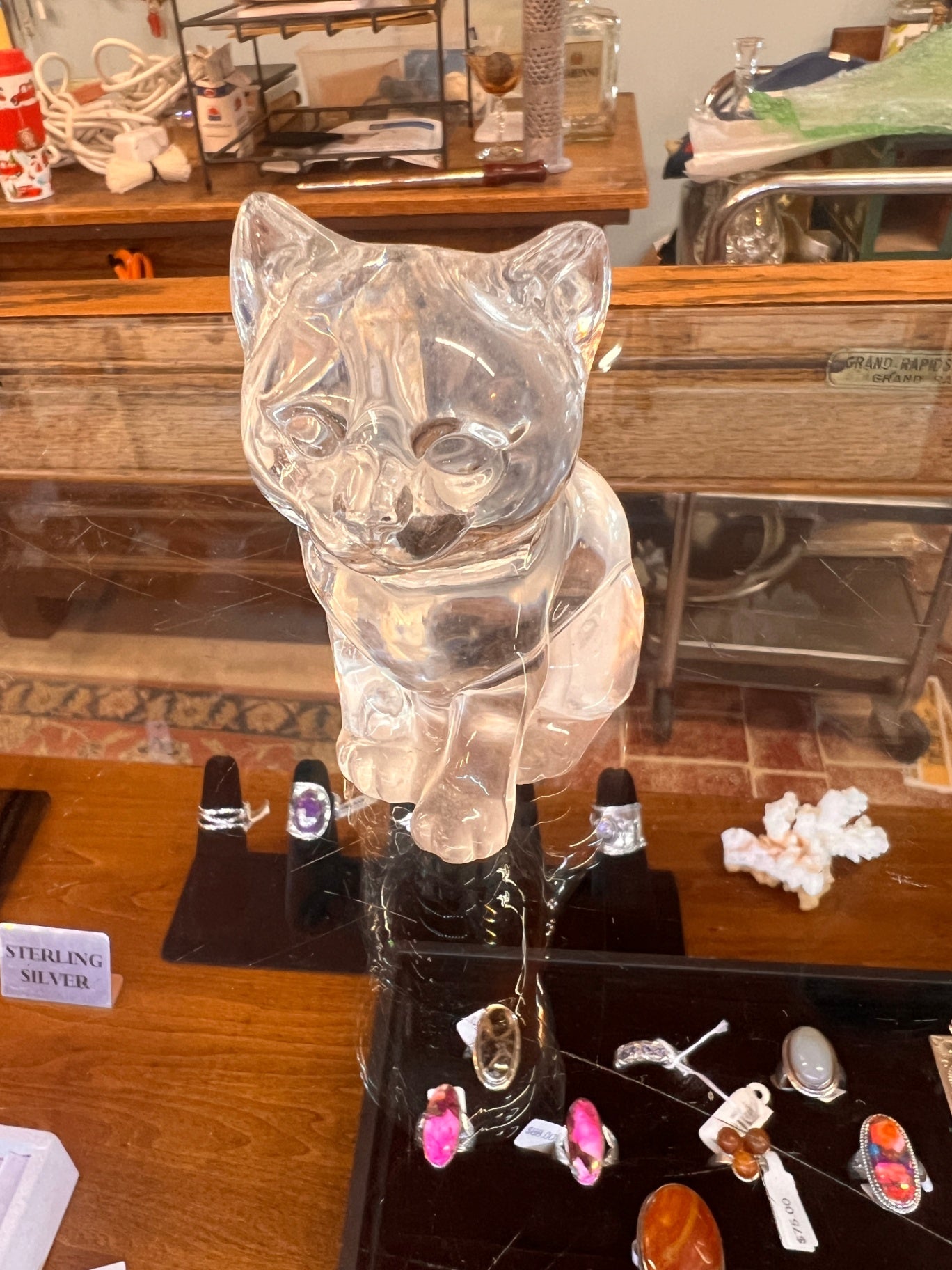 Glass Cat Figurine