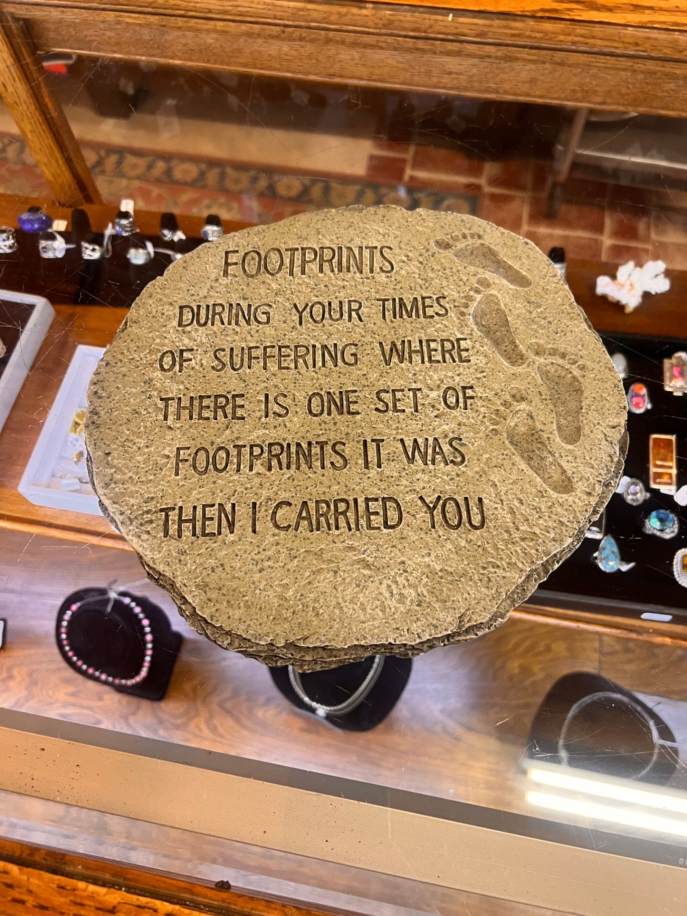 Footprints" decorative stepping stone or wall plaque. 