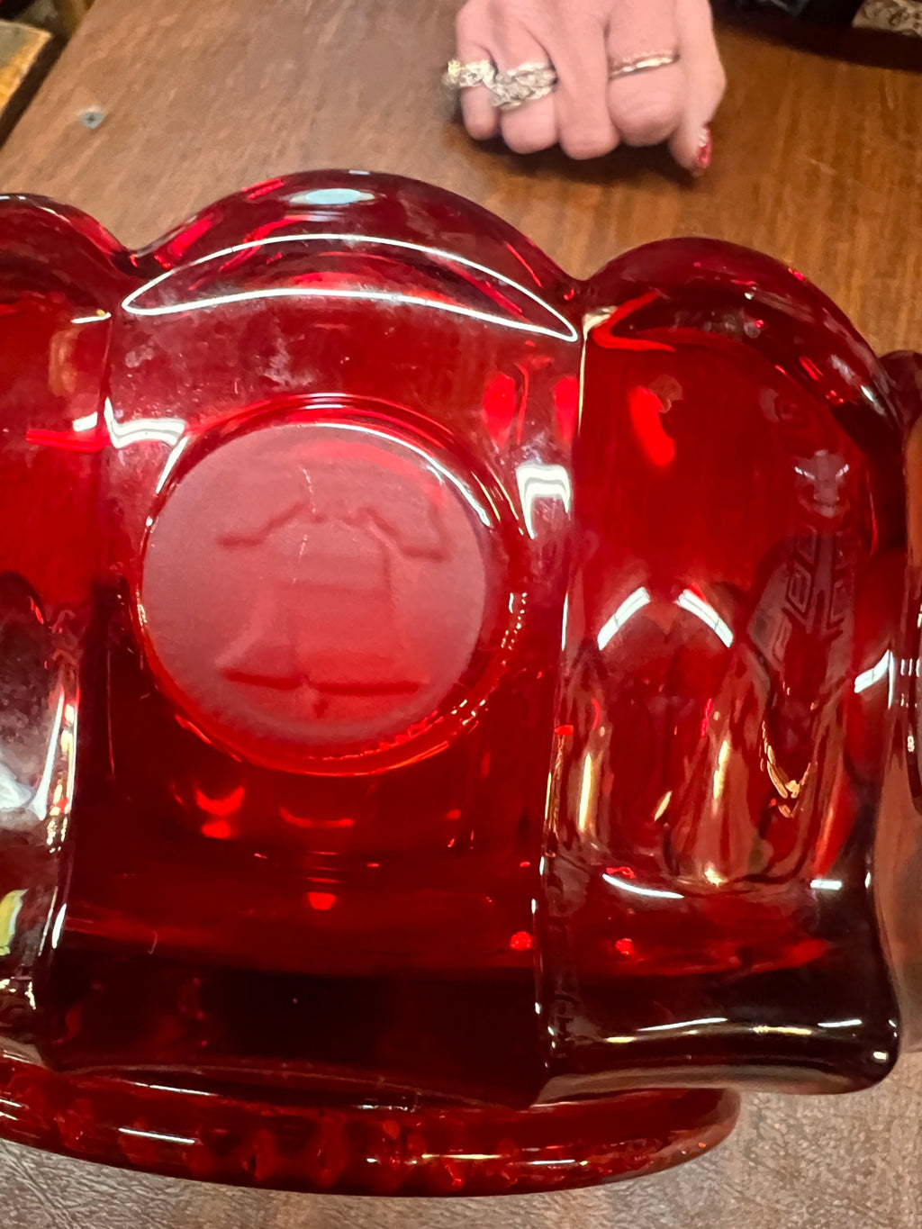 Vintage! Fostoria 1886 Liberty Coin Ruby Red Glass 7.25" Round Bowl USA Made