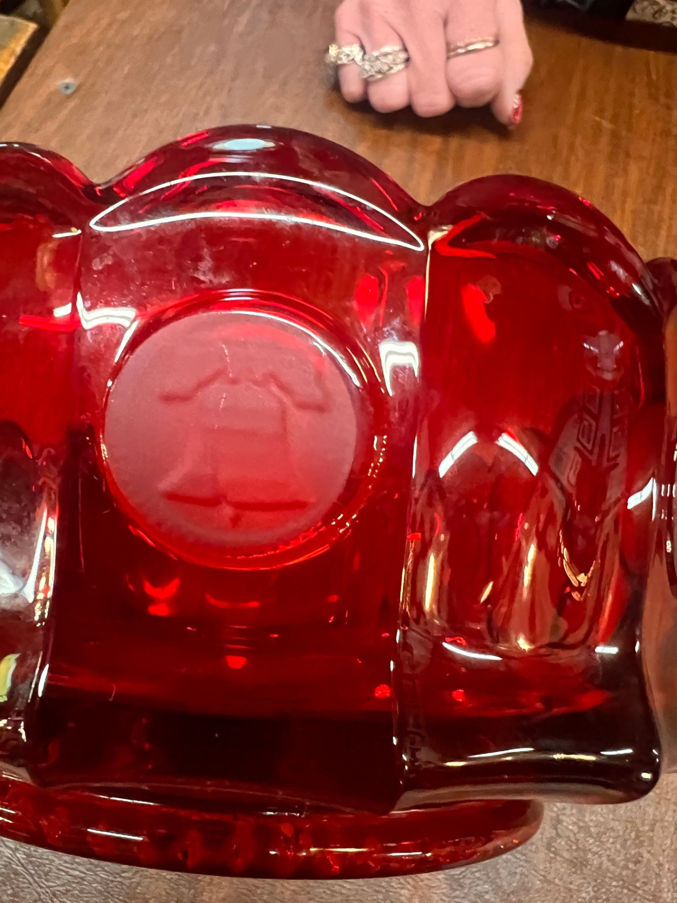 Vintage! Fostoria 1886 Liberty Coin Ruby Red Glass 7.25" Round Bowl USA Made