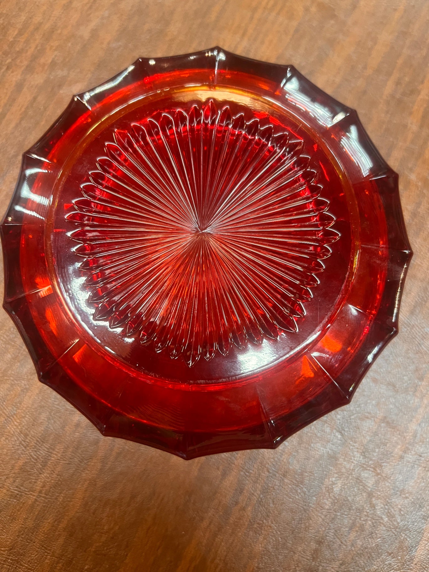 Vintage! Fostoria 1886 Liberty Coin Ruby Red Glass 7.25" Round Bowl USA Made