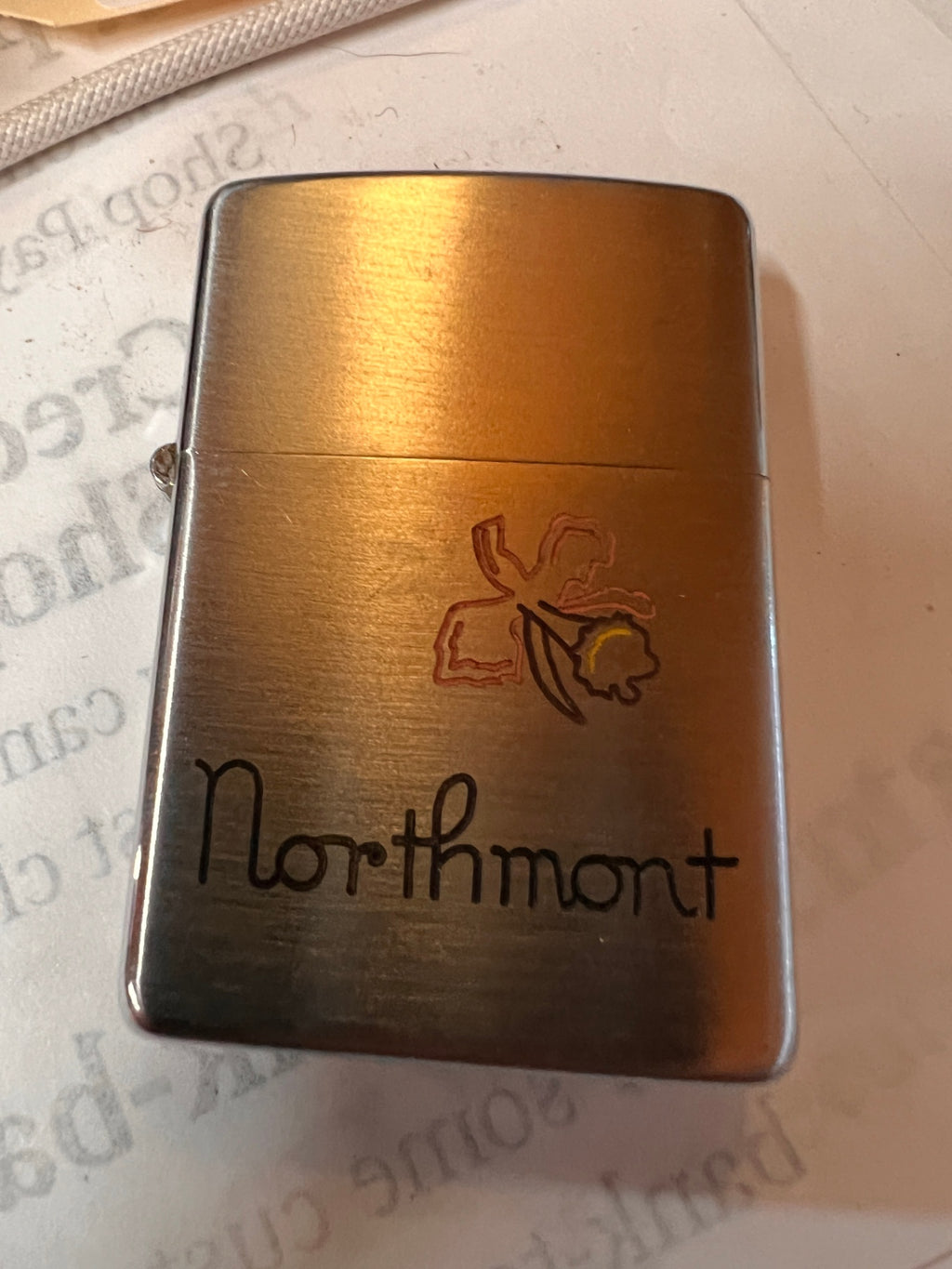 Early Zippo Lighter “Northmont” Engraved Advertising Piece – Pat. 2032695 – Bradford, PA – Pre-WWII