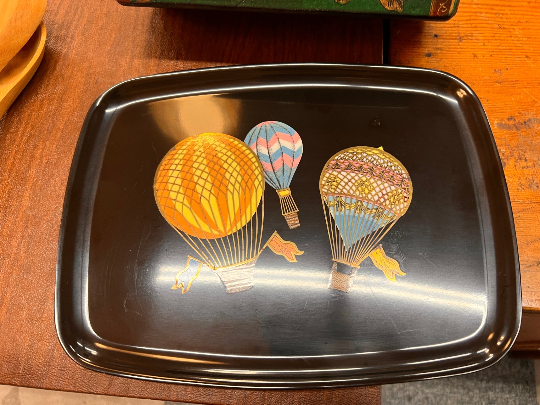 COUROC Of Monterey MCM Black Hot Air Balloons Serving Tray
