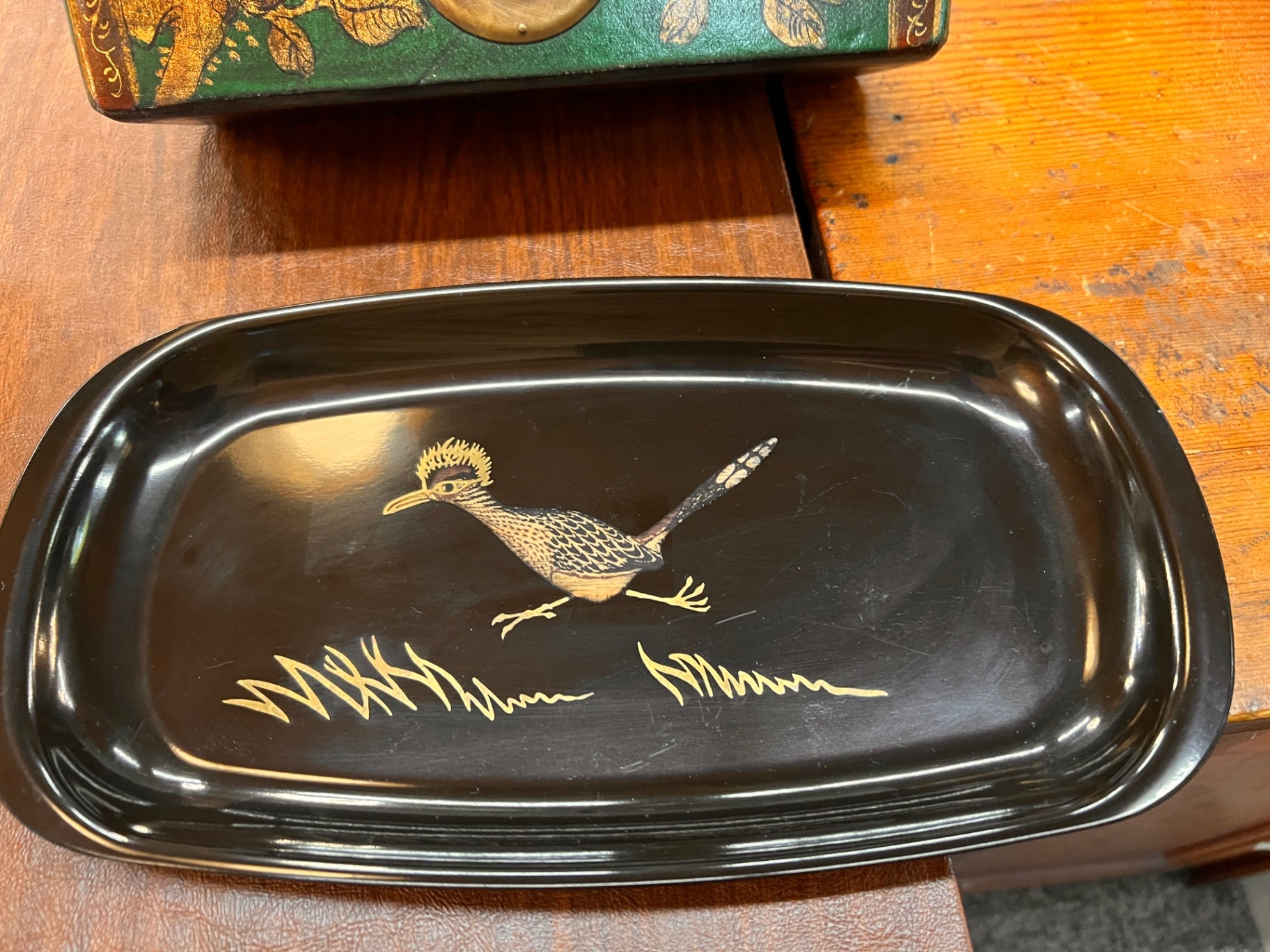 Mid-Century Modern Couroc Roadrunner Serving Tray 6 3/4" X 12.5 " Monterey Calif