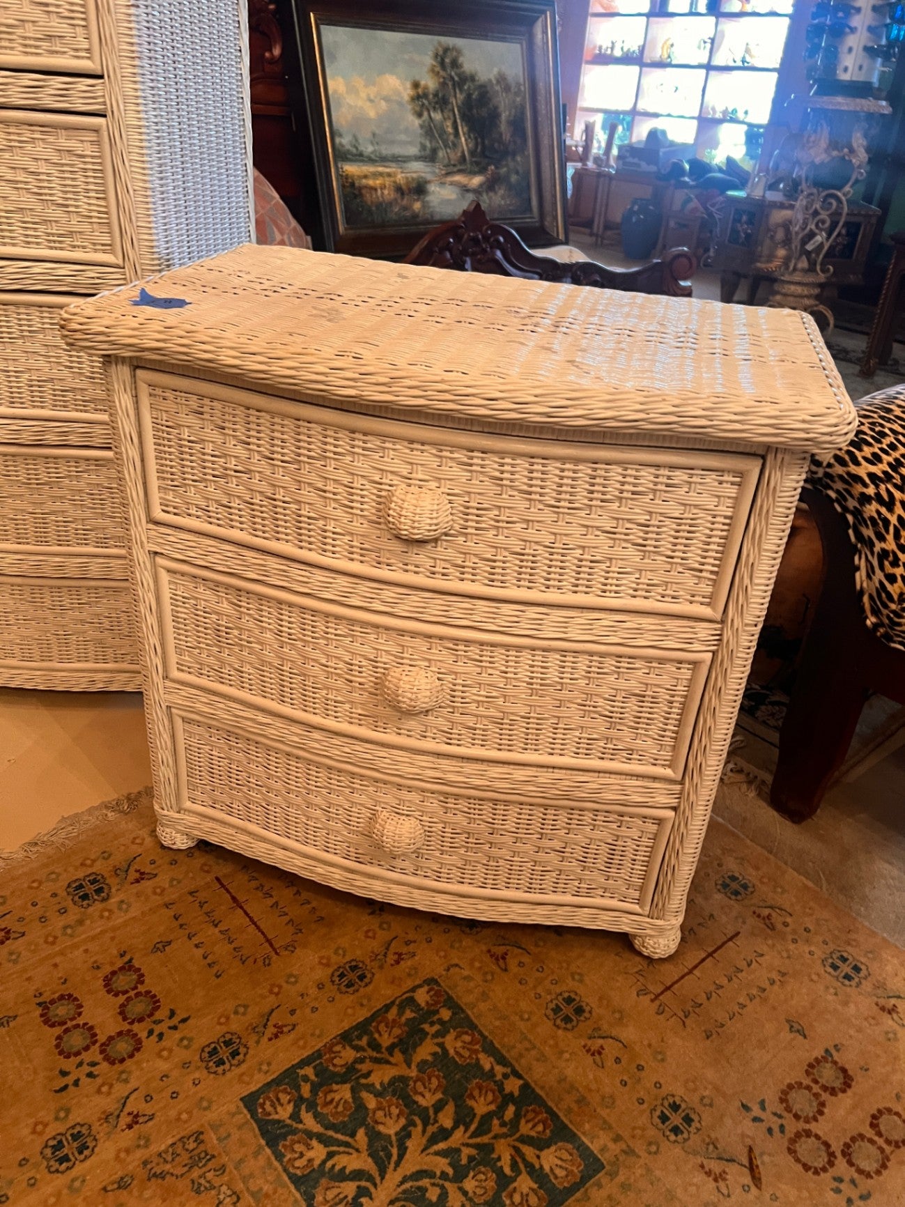 Rattan White 3 Drawer CHest
