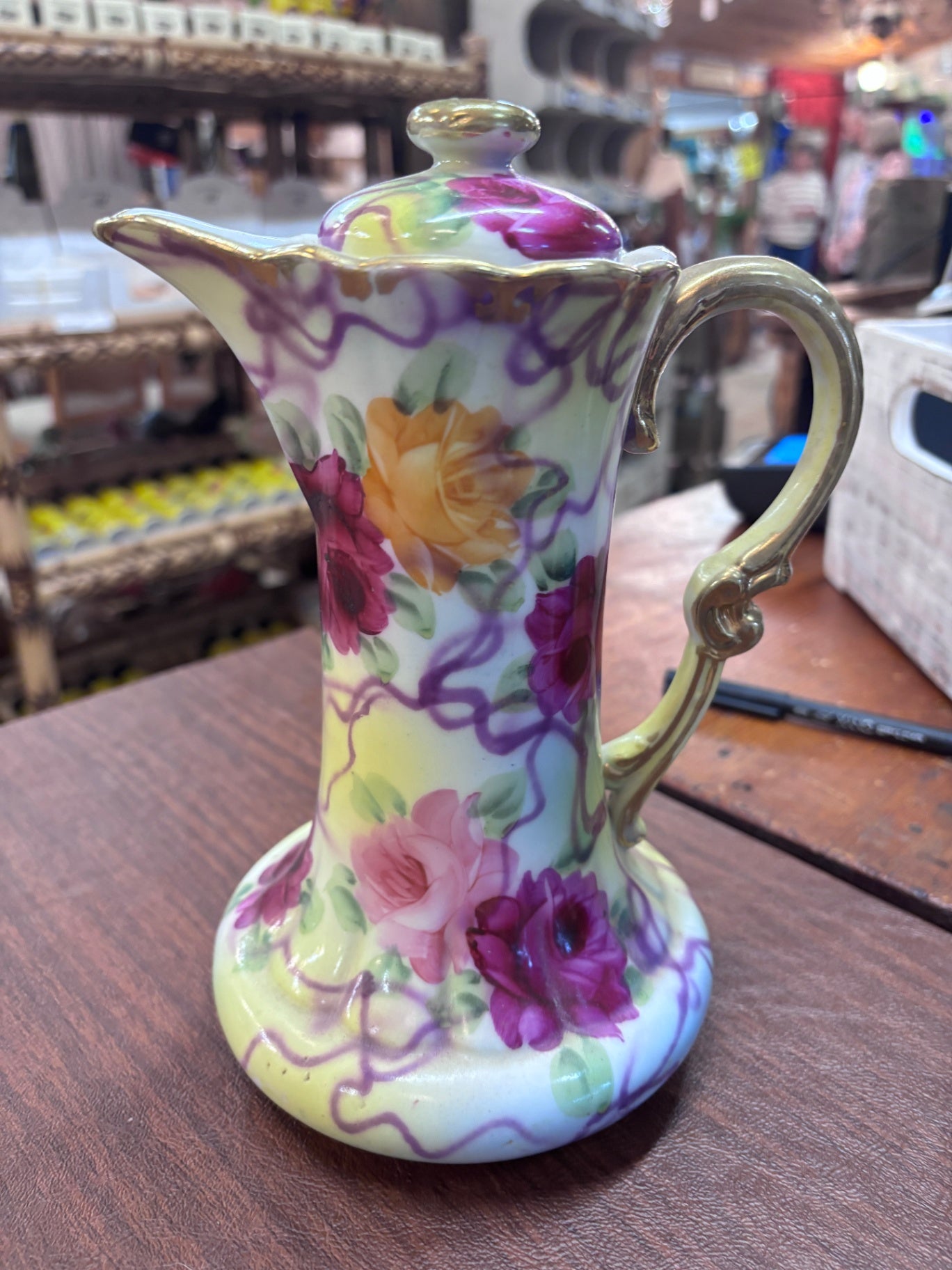 Antique hand-painted porcelain chocolate pot