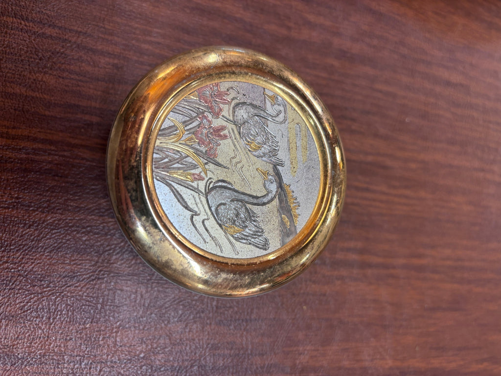 Vintage Japanese Art of Chokin 24k gold-edged trinket box