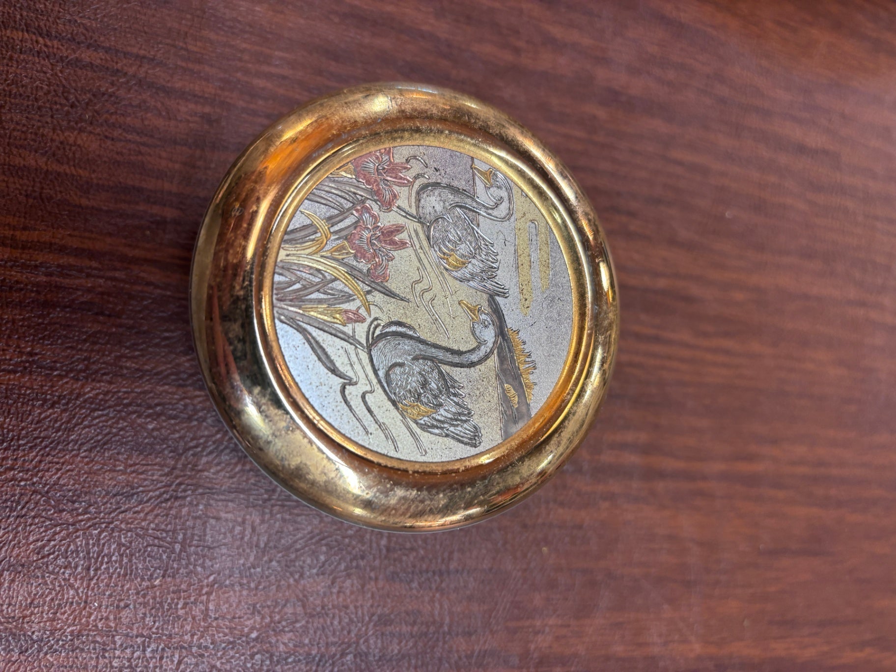 Vintage Japanese Art of Chokin 24k gold-edged trinket box