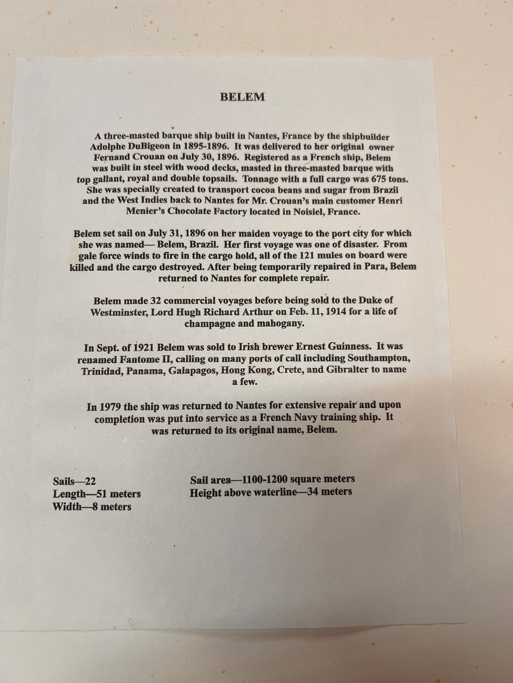 Vintage Plisson “La Trinite’s Le Siecle Du Belem” Framed Print