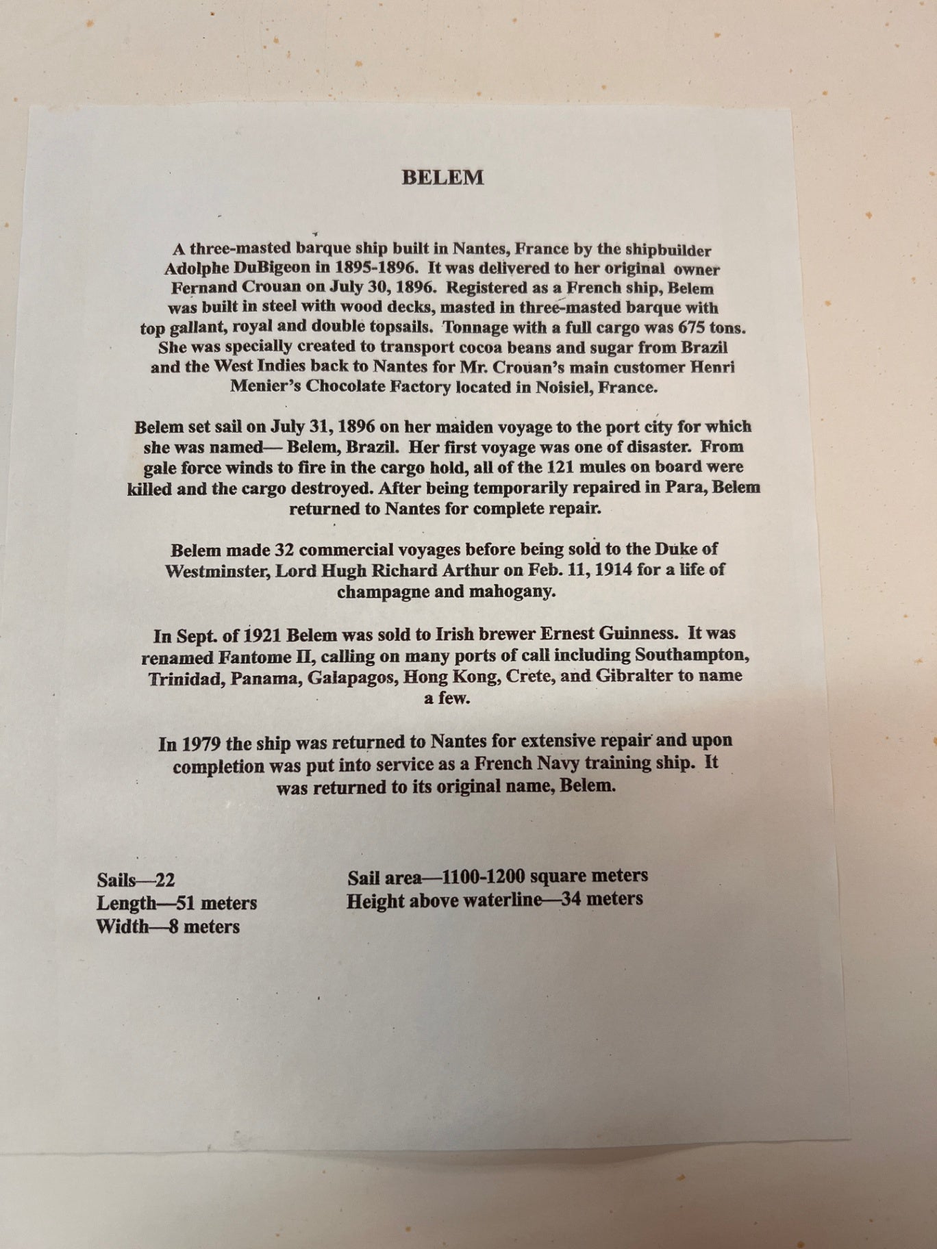 Vintage Plisson “La Trinite’s Le Siecle Du Belem” Framed Print