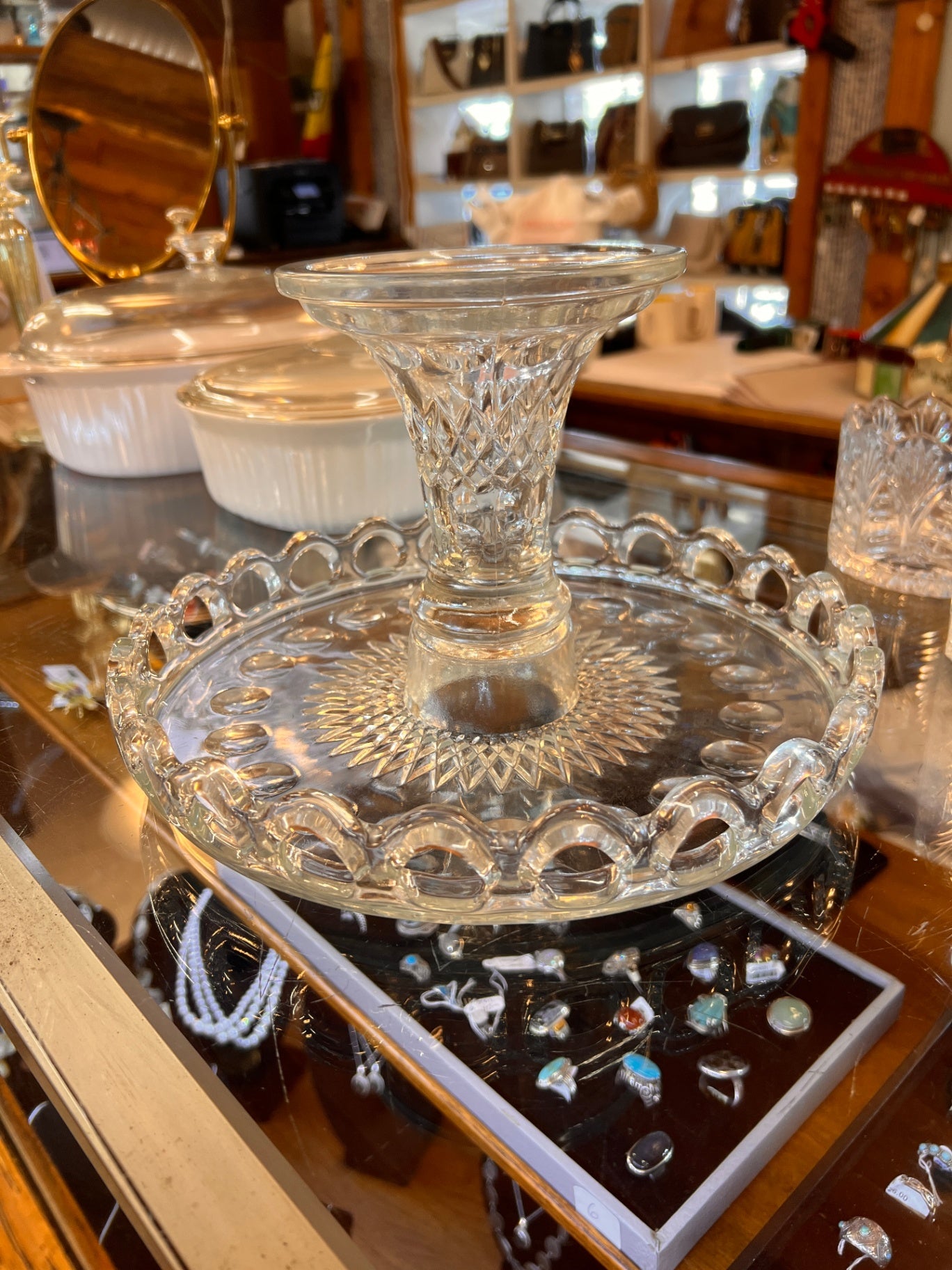 Vintage cake stand McKee Plymouth