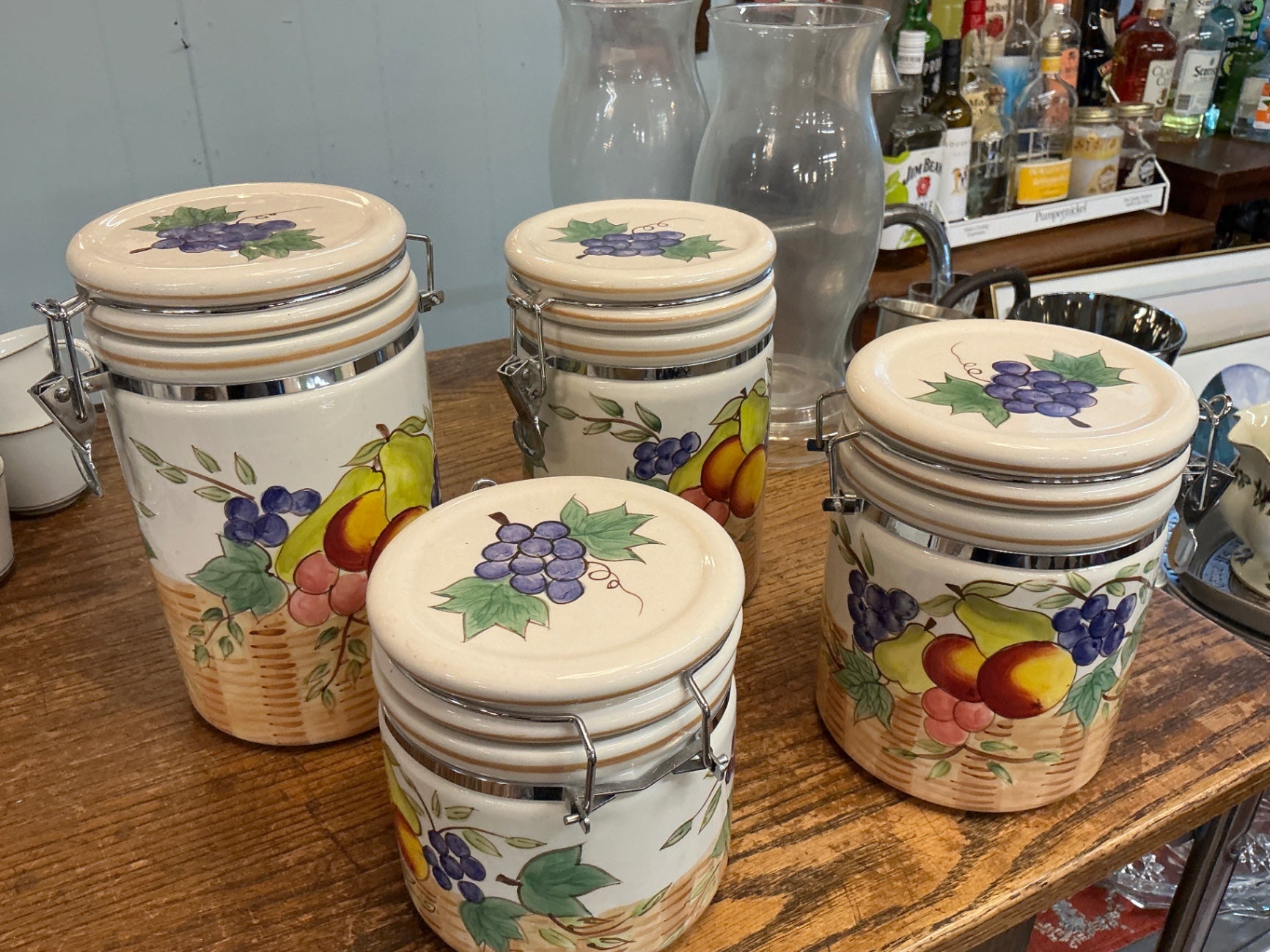 Certified International Fruit Motif Canister Set – Locking Lids, Hand-Painted Style