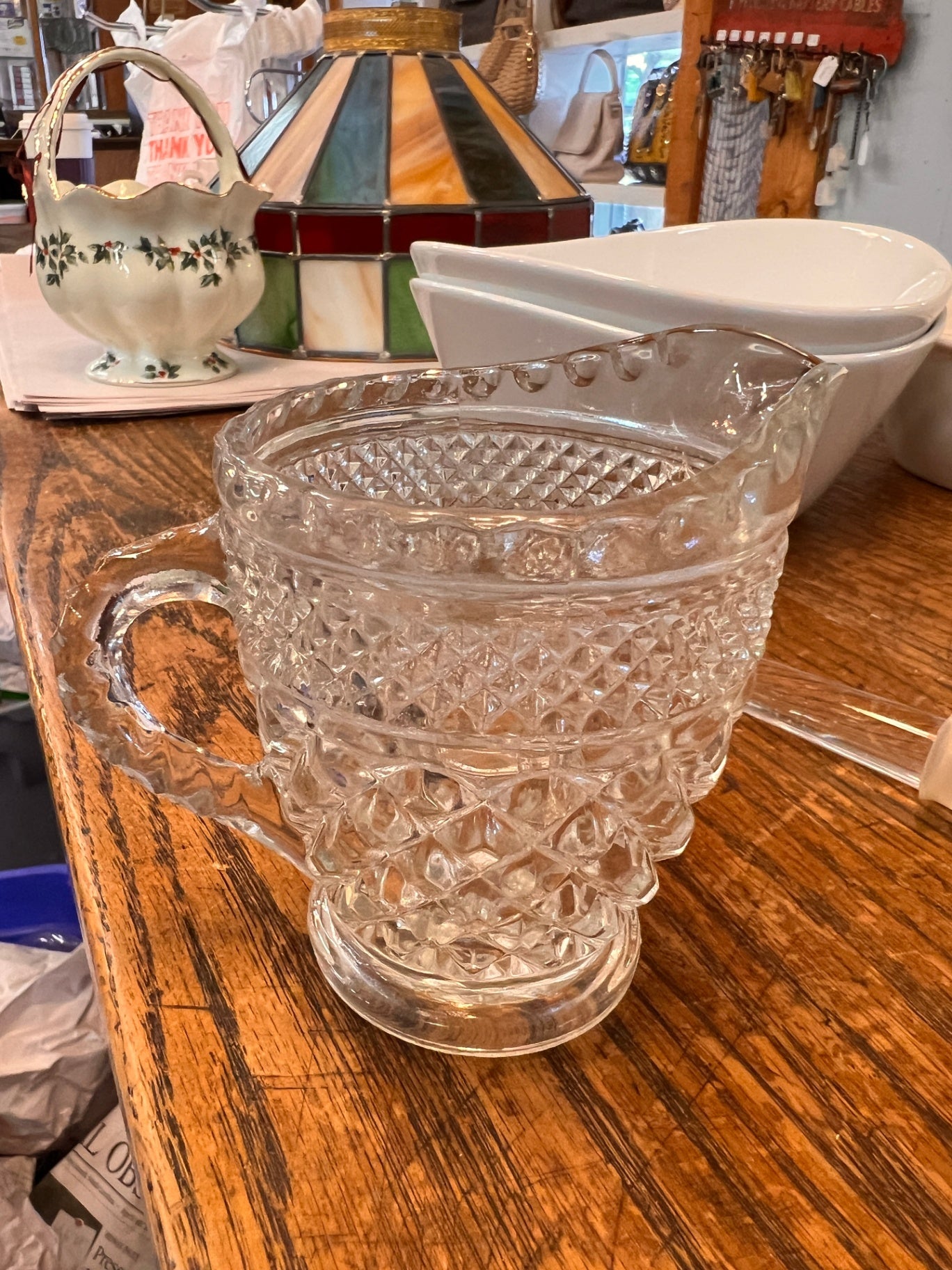Vintage Clear Glass Pint Pitcher