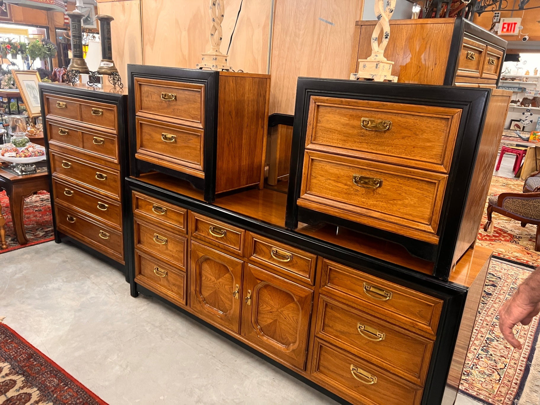 MCM Black and Oak Bedroom Set