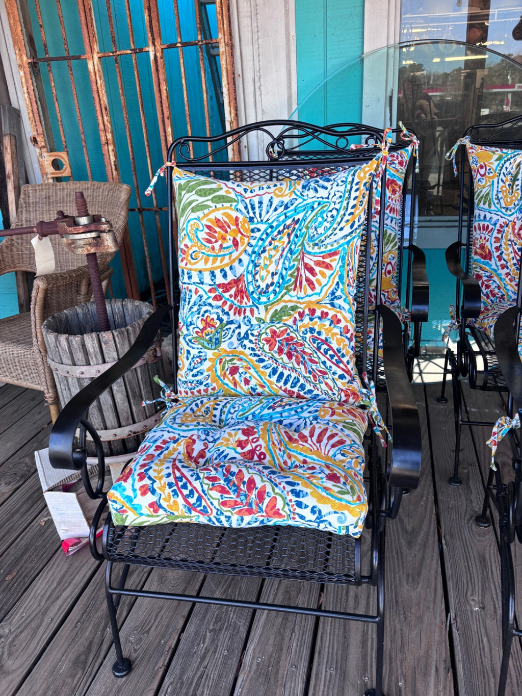 Wrought Iron Chairs with Cushions