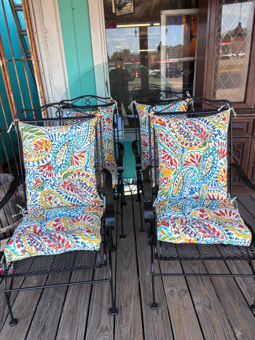 Wrought Iron Chairs with Cushions
