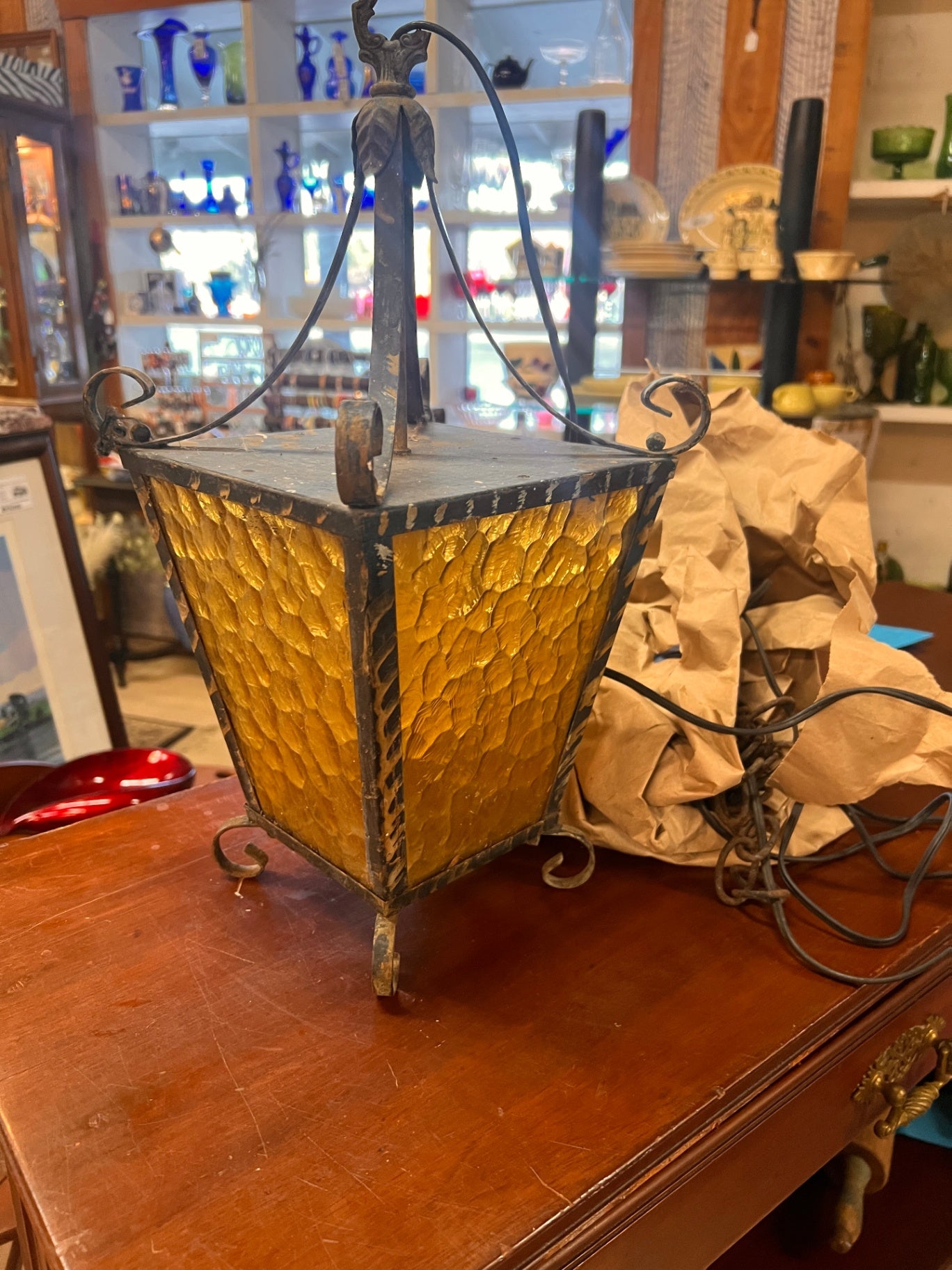 Wrought Iron MCM Swag Fixture