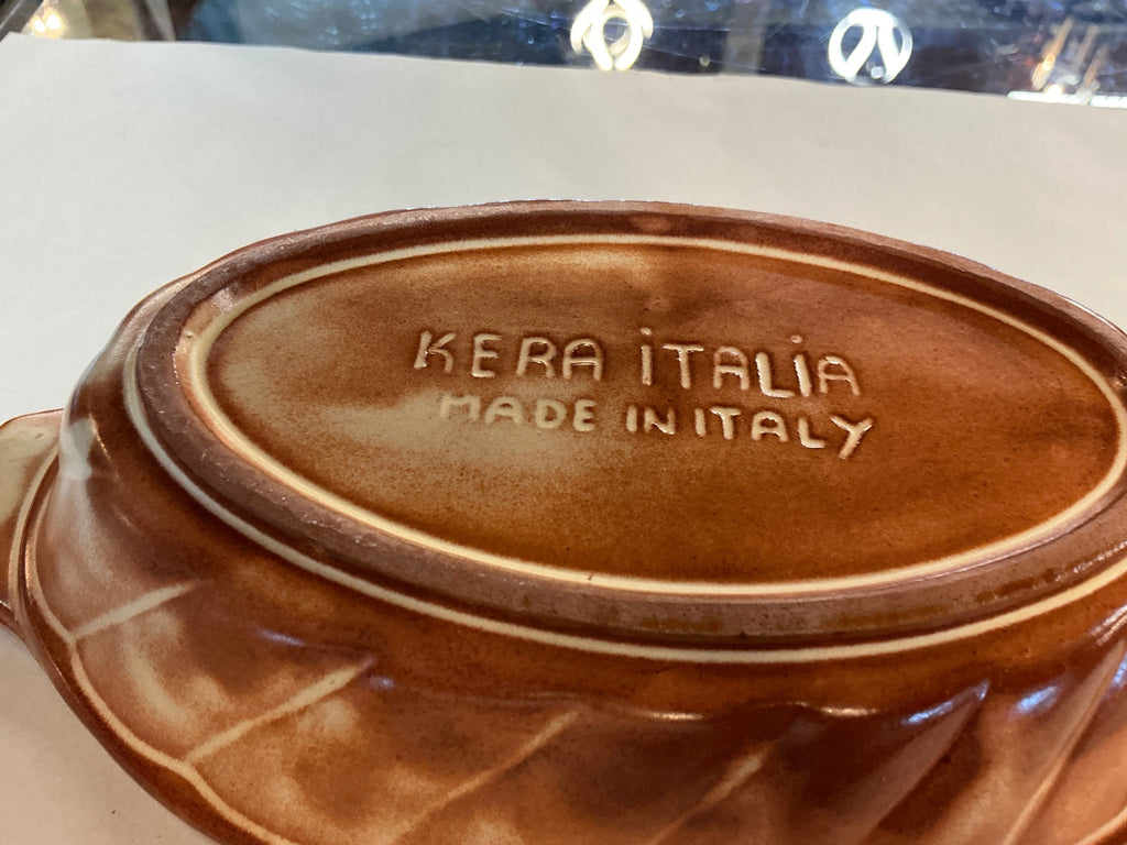 Vintage Kera Italia Oval Casserole Dish – Brown Glazed Stoneware, Made in Italy
